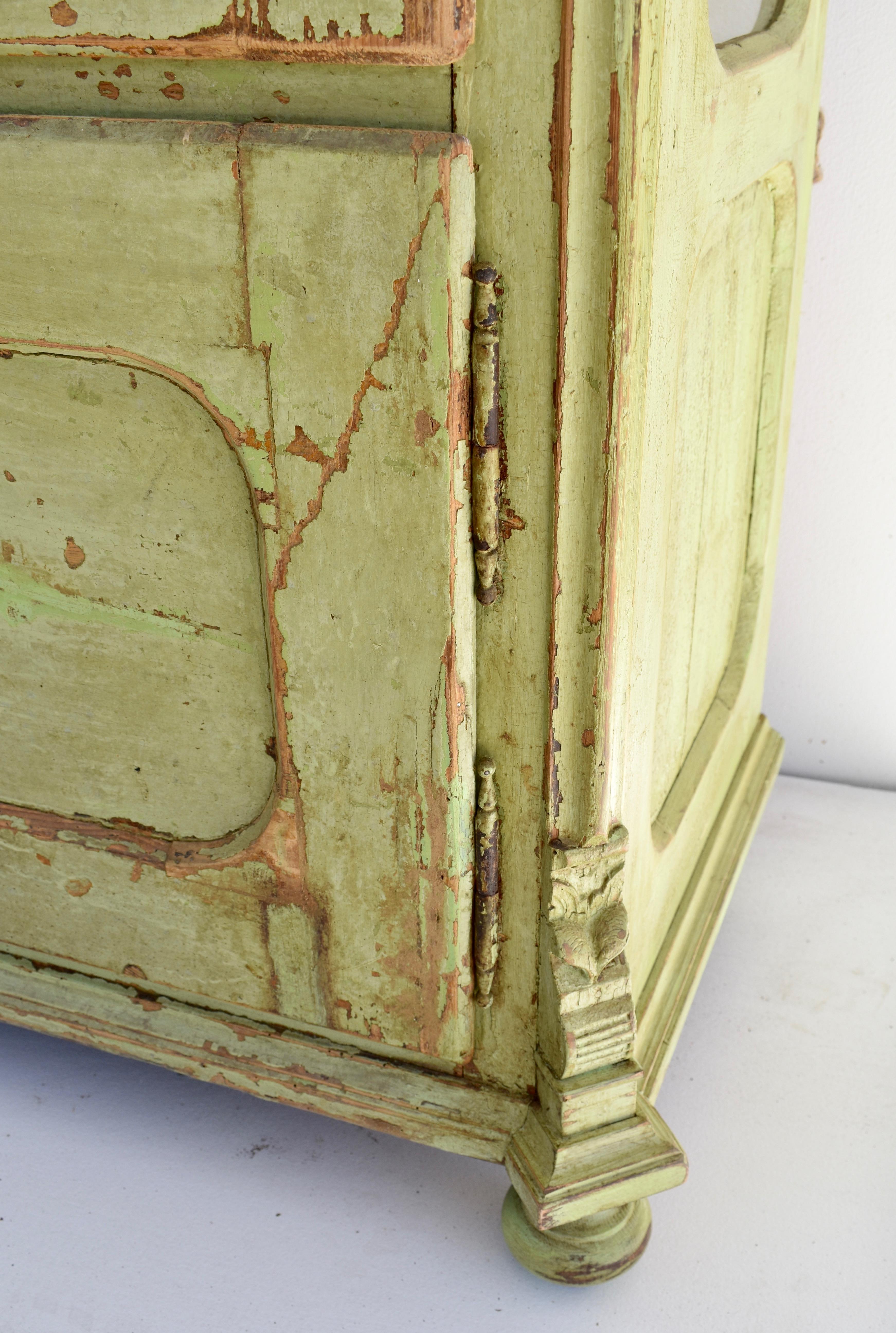 19th Century Painted Pine Vitrine or Glazed Cupboard