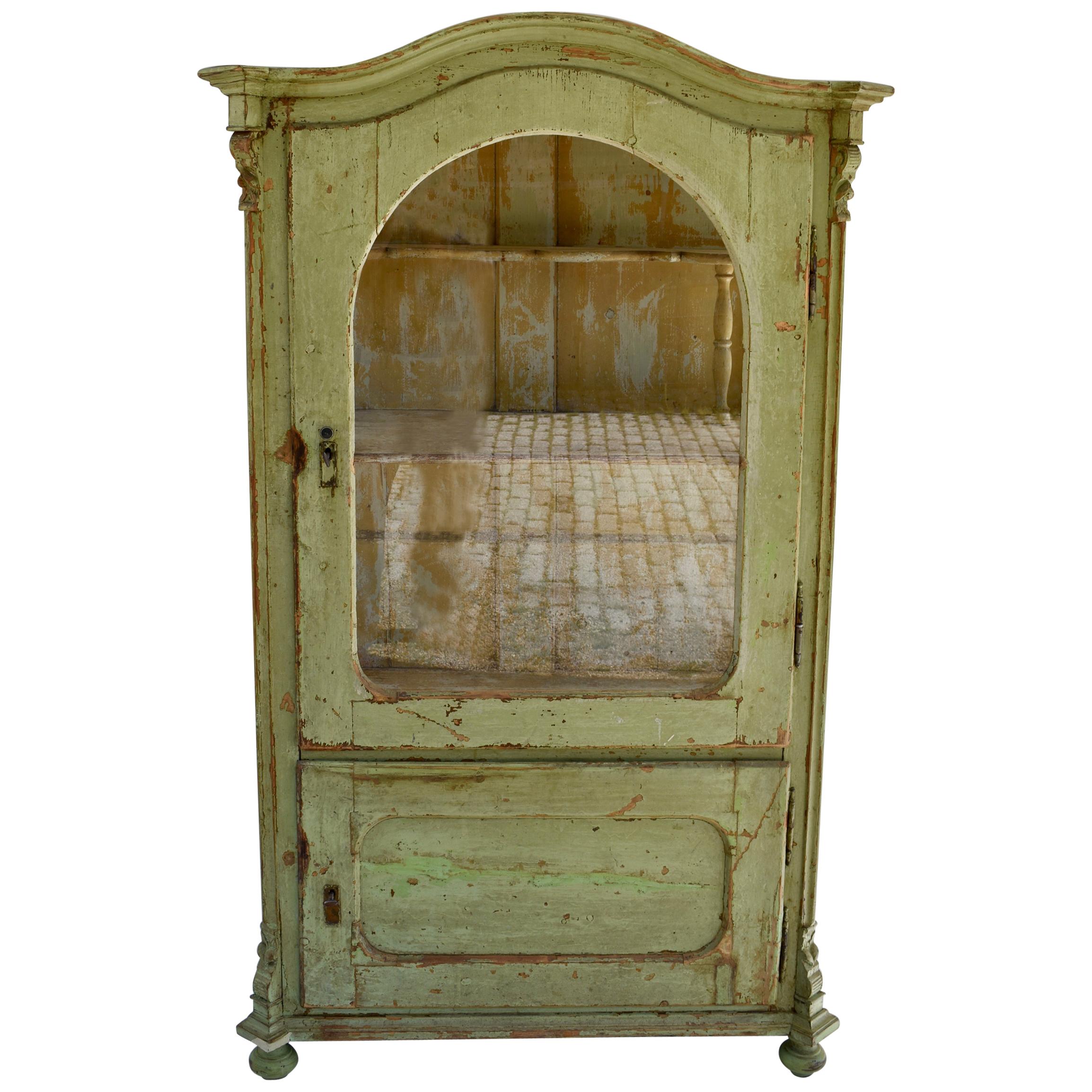 Painted Pine Vitrine or Glazed Cupboard