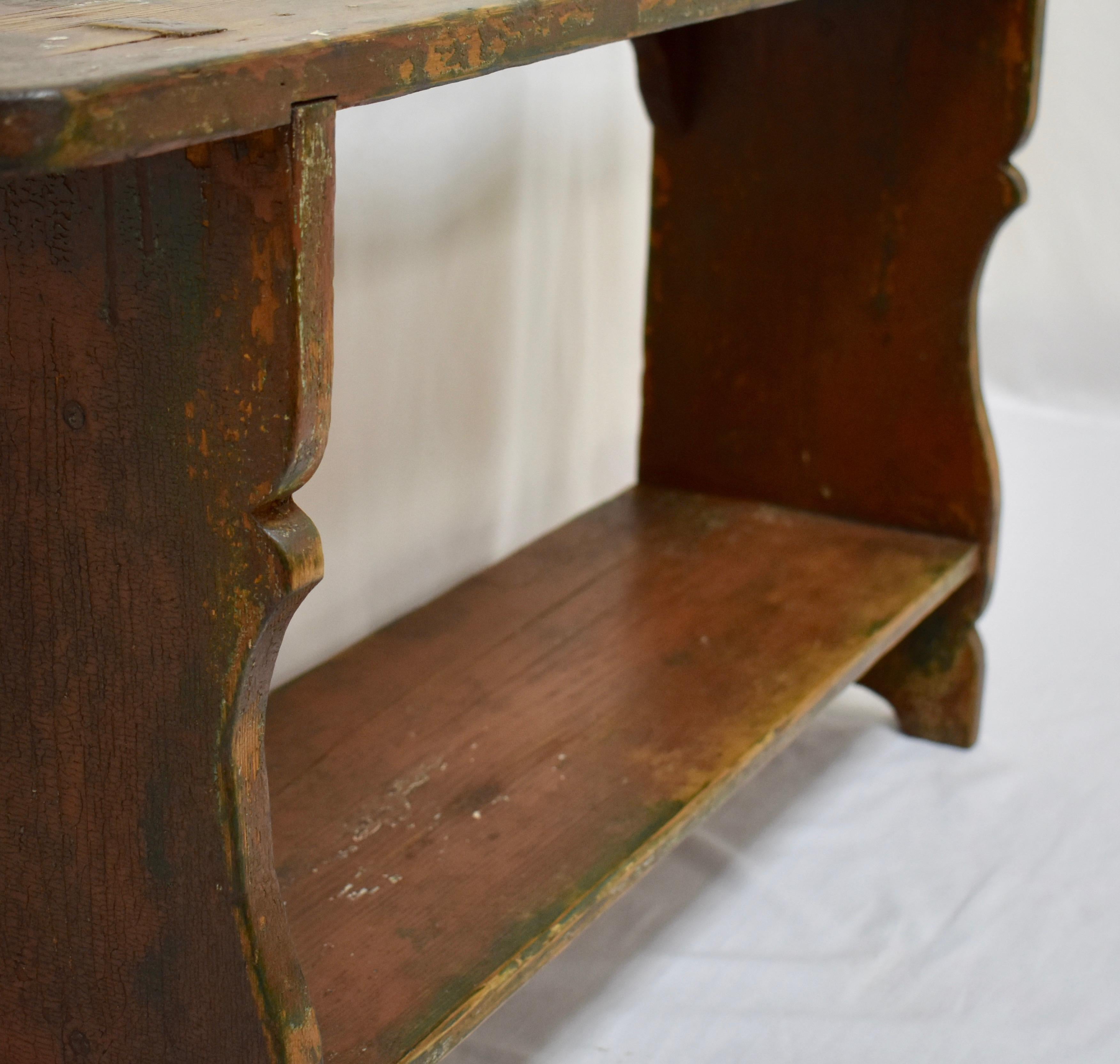 19th Century Painted Pine Water Bench