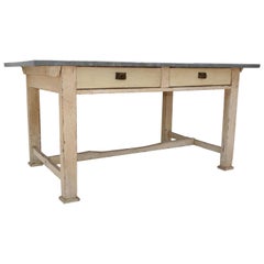 Painted Pine Zinc-Topped Work Table