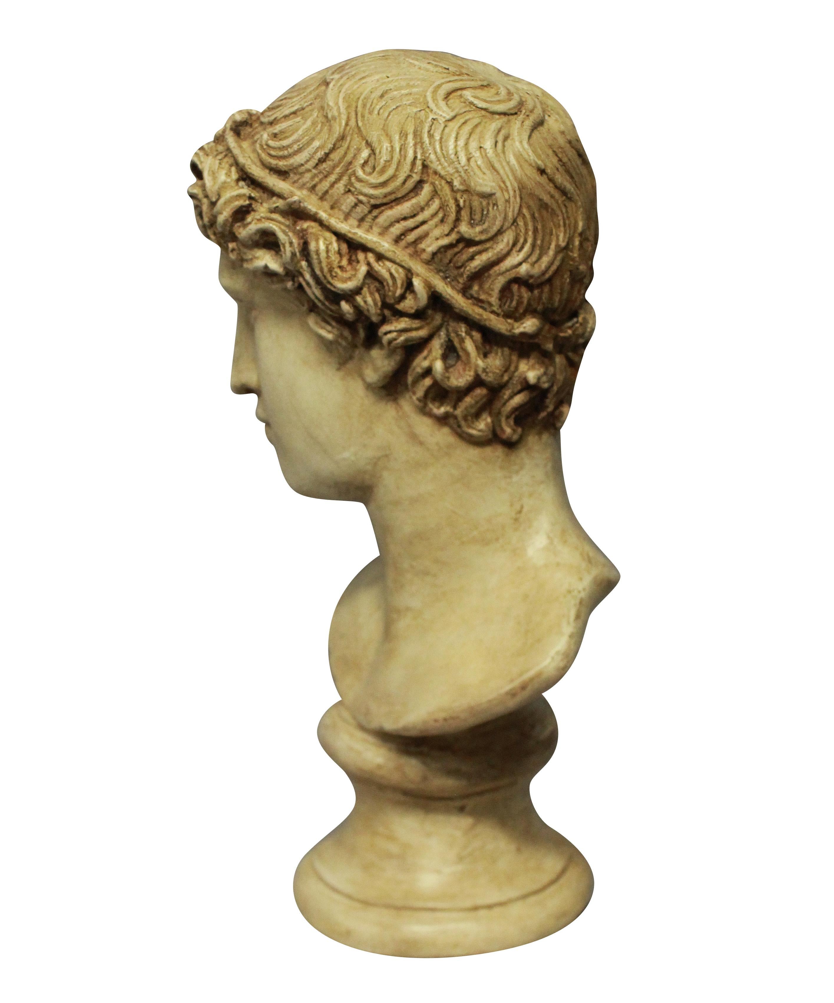 Grand Tour Painted Plaster Head of a Roman Youth