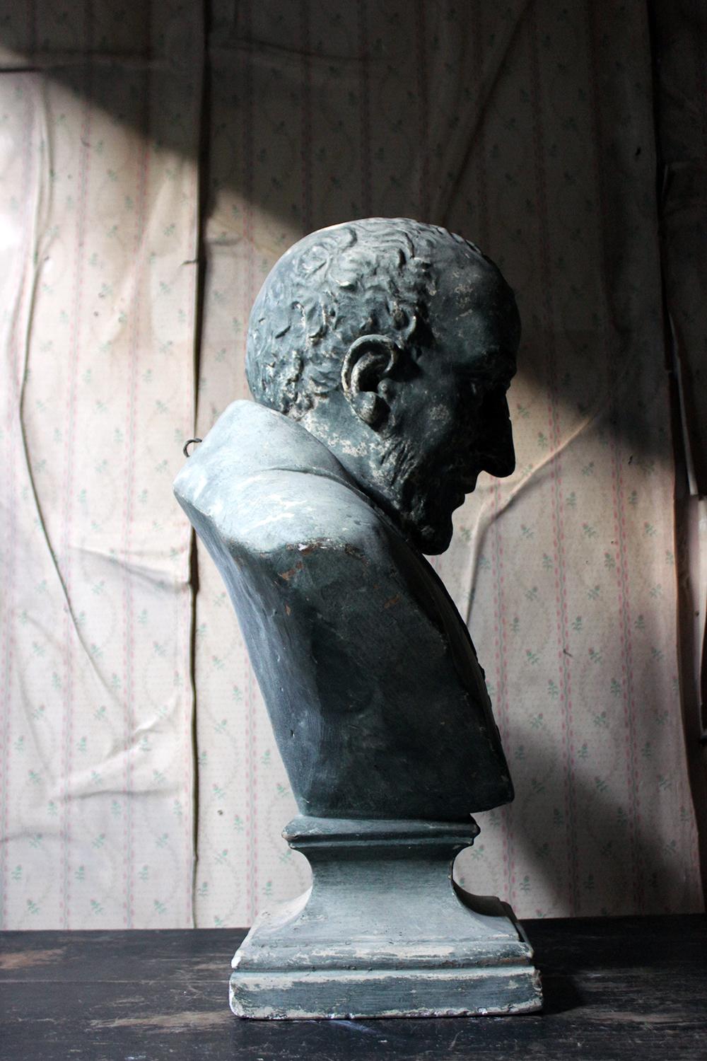 Painted Plaster Portrait Library Bust of a Priest, Milford House 6