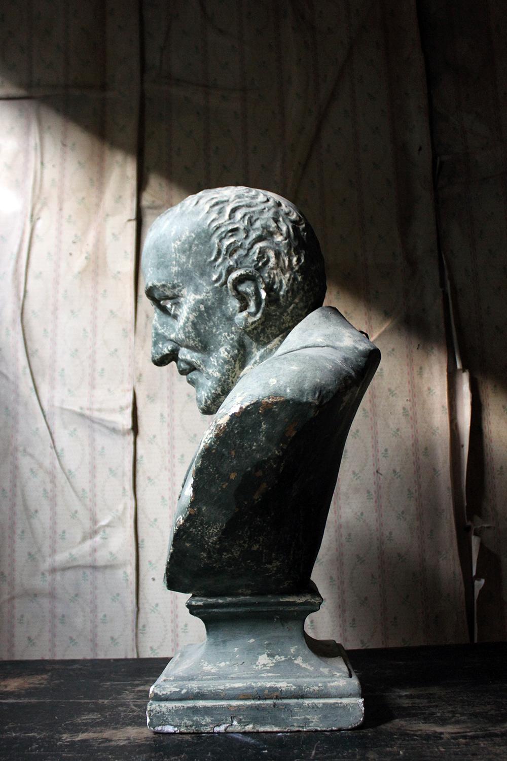 Painted Plaster Portrait Library Bust of a Priest, Milford House 8