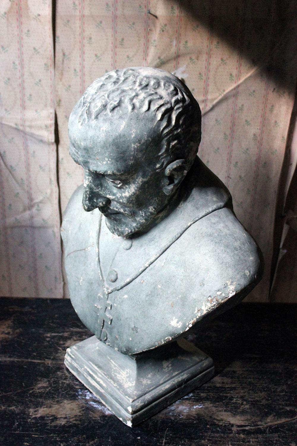 Painted Plaster Portrait Library Bust of a Priest, Milford House 10