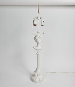Painted Plaster "Tête De Femme" Table Lamp After Diego Giacometti