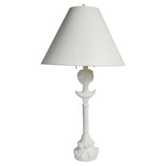 Painted Plaster "Tête De Femme" Table Lamp After Diego Giacometti