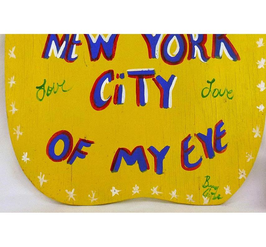Folk Art Painted Plywood Cutout by Benny Carter You Are the Apple of My Eye New York City For Sale