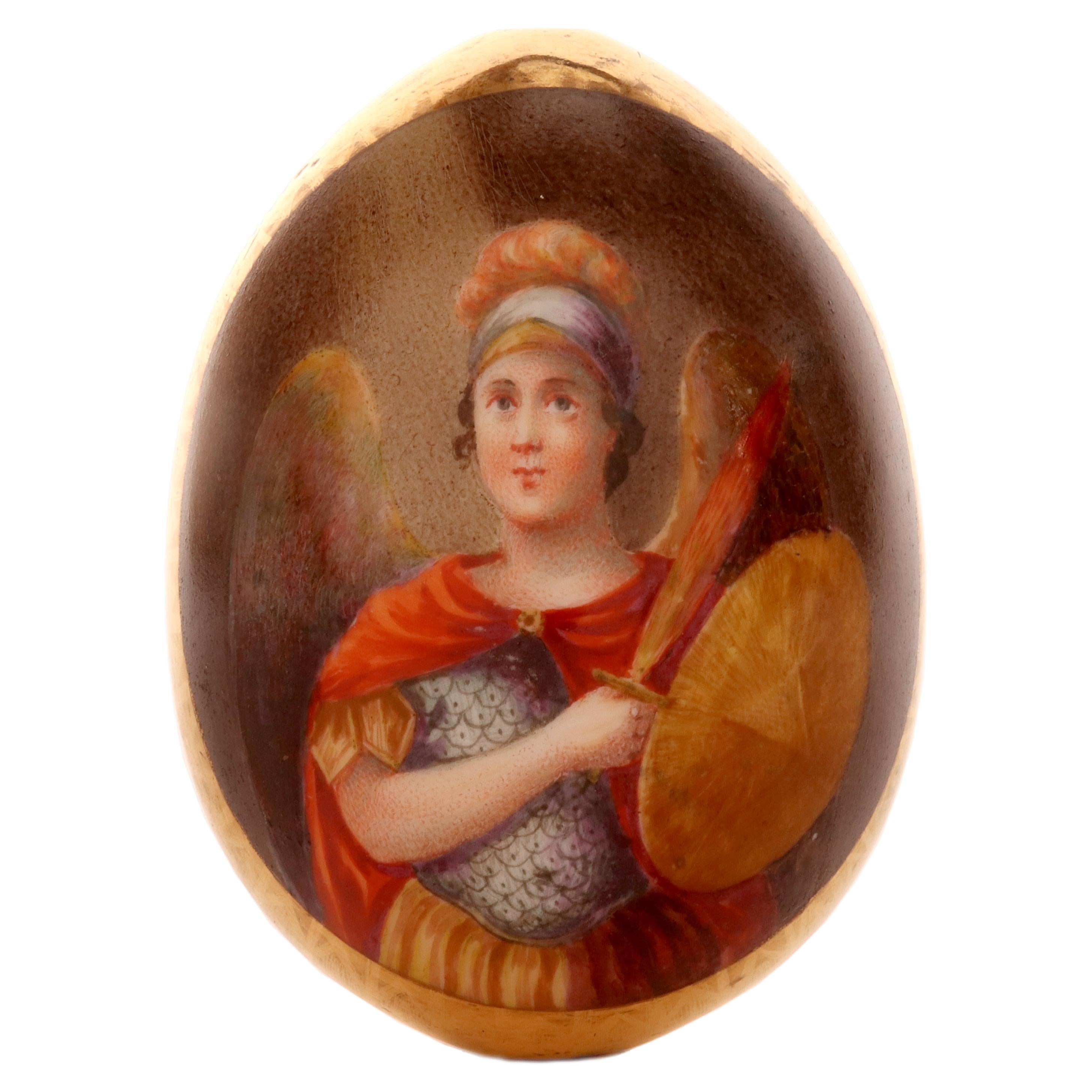 Painted porcelain Easter egg, depicting the Archangel Michael, Russia, 1880.