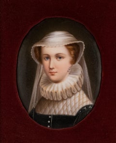 Painted Porcelain Plaque of Dutch Woman