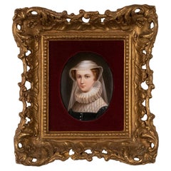 Painted Porcelain Plaque of Dutch Woman