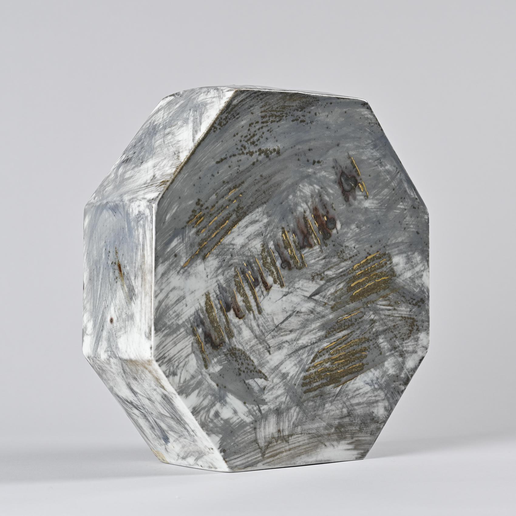 Postmoderne Vase en porcelaine peinte, atelier de La Borne, France, vers 1990 en vente