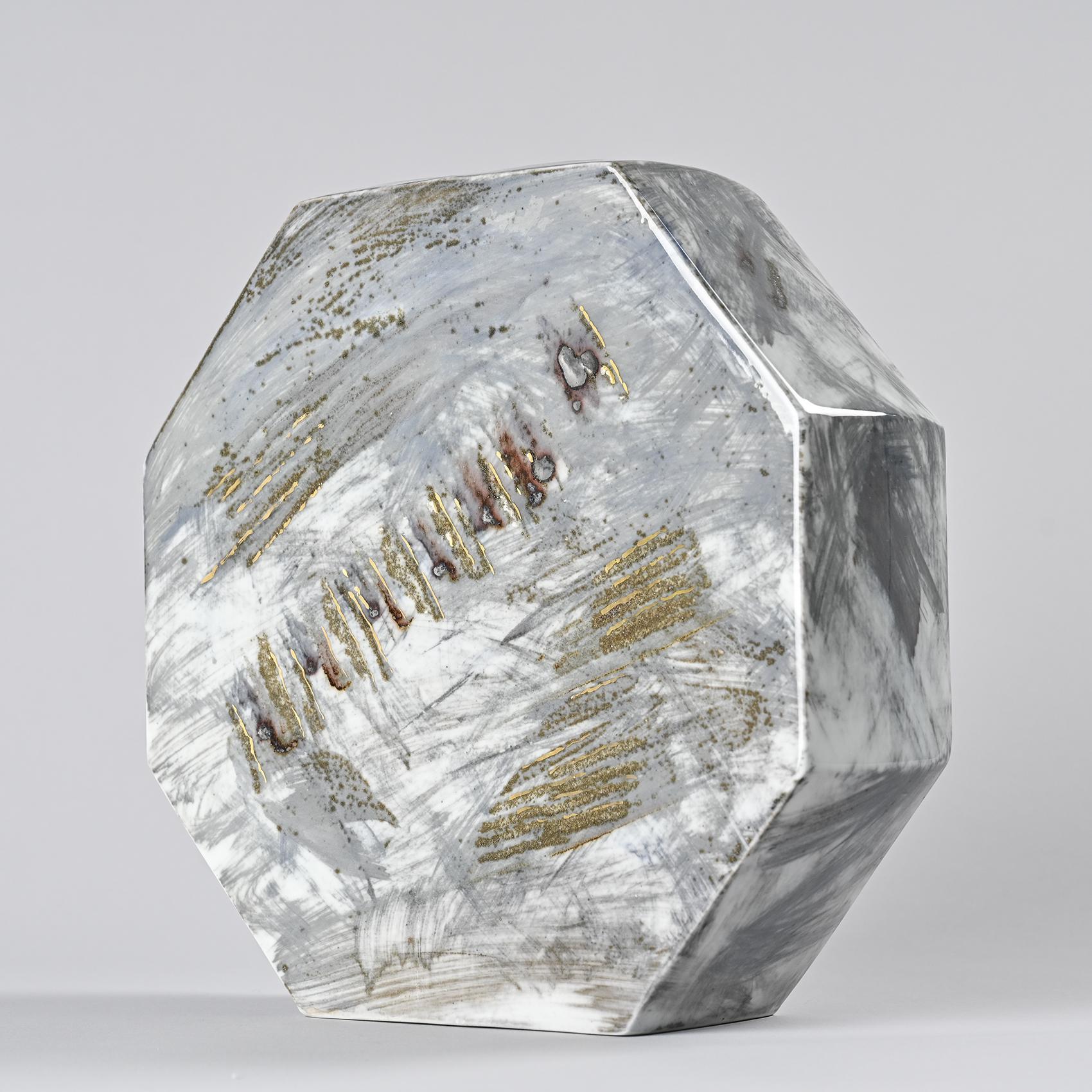 Vase en porcelaine peinte, atelier de La Borne, France, vers 1990 Bon état - En vente à VILLEURBANNE, FR