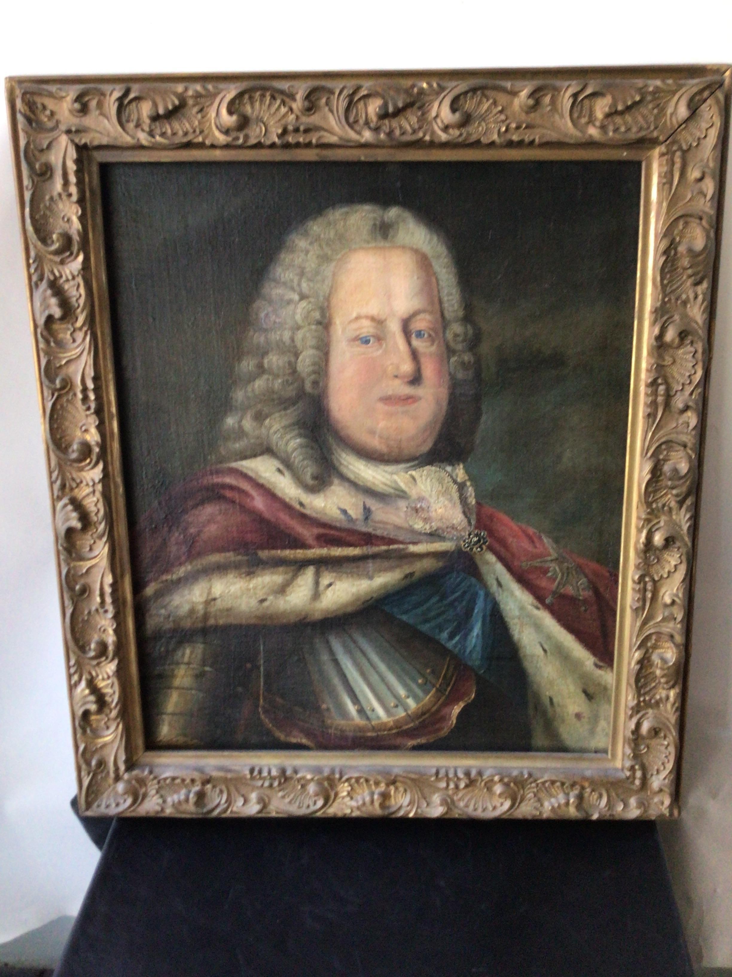 Painted Portrait of a 1700s French Nobelman In Good Condition For Sale In Tarrytown, NY