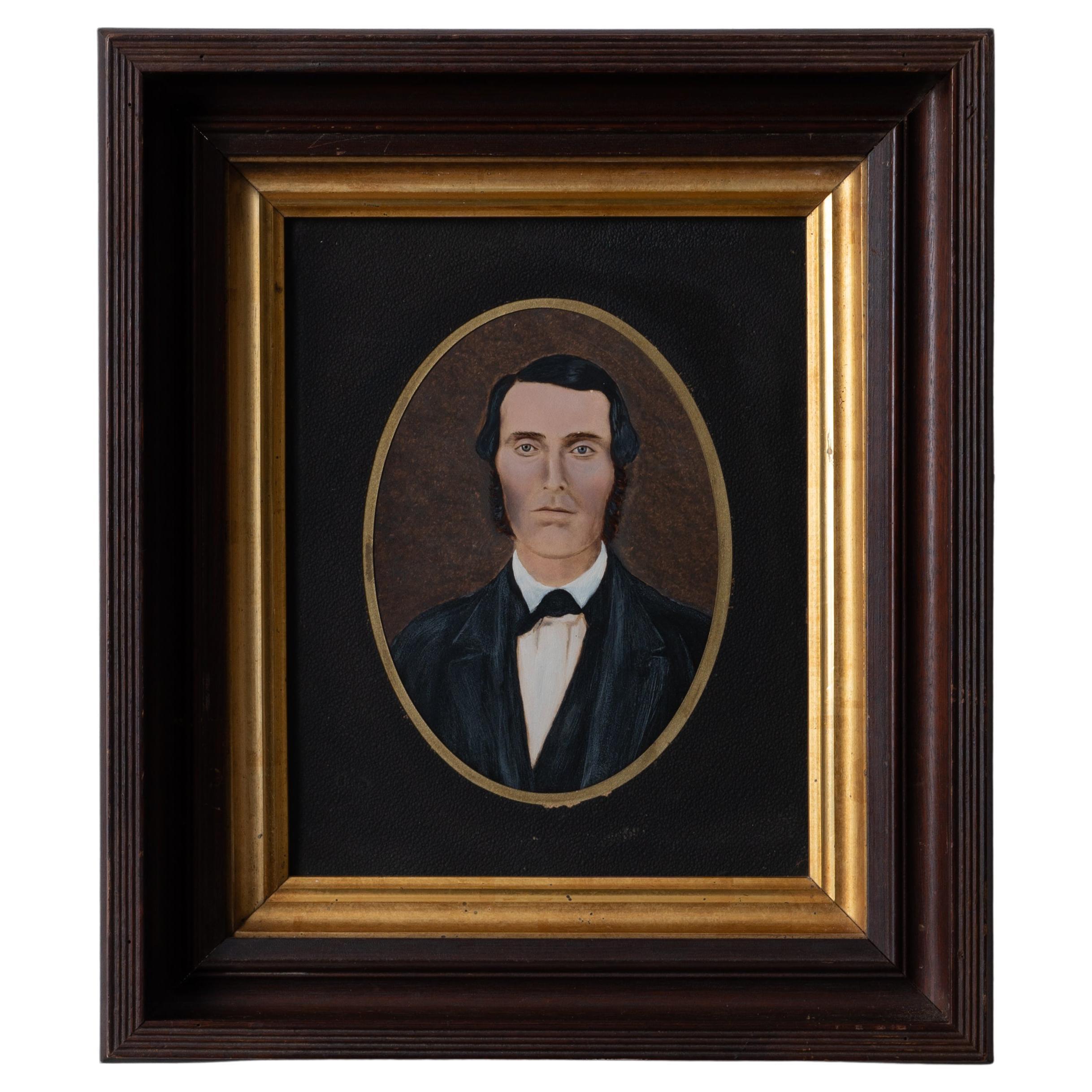 Fotografía Retrato Pintado de un Caballero, Siglo XIX