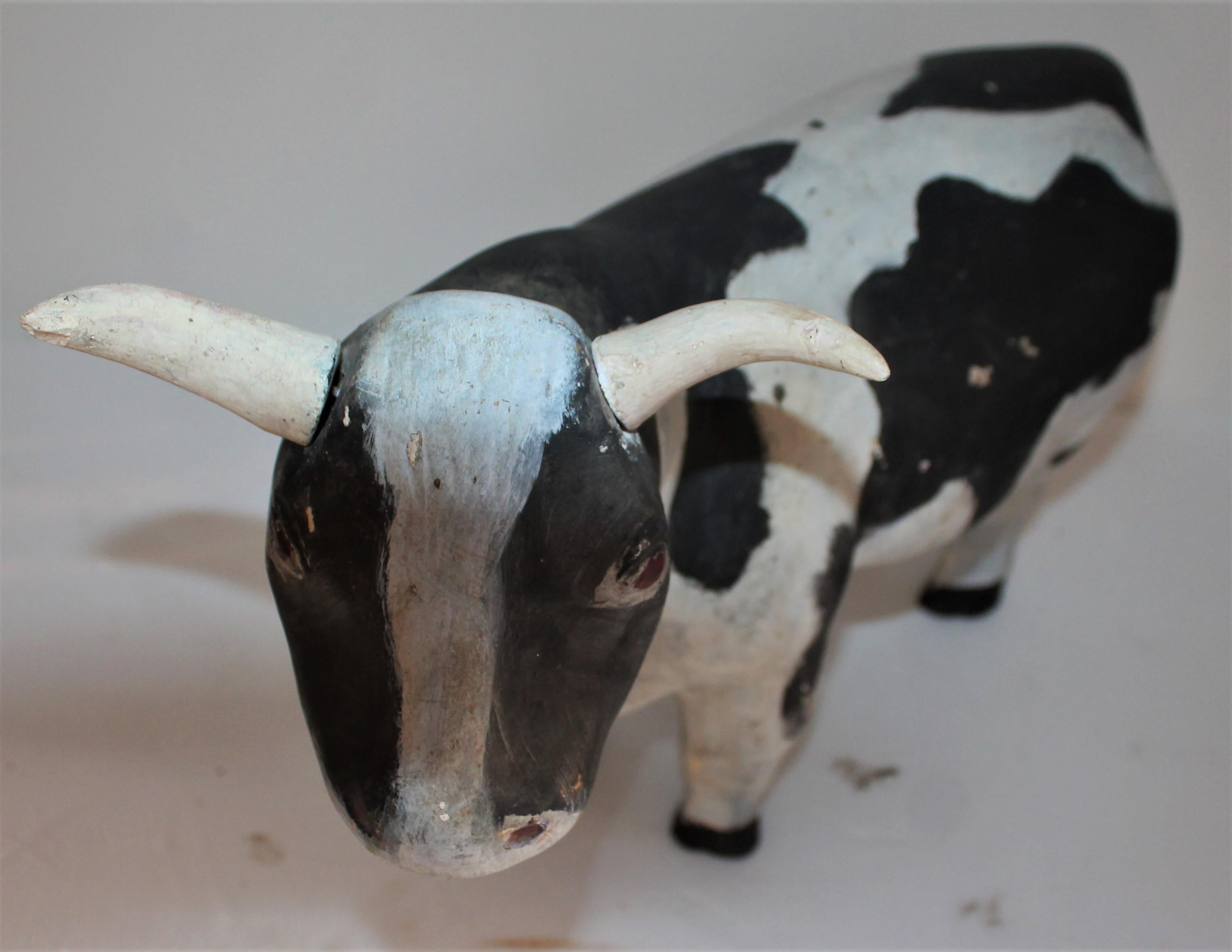 American Painted Pottery  Folk Art Cow