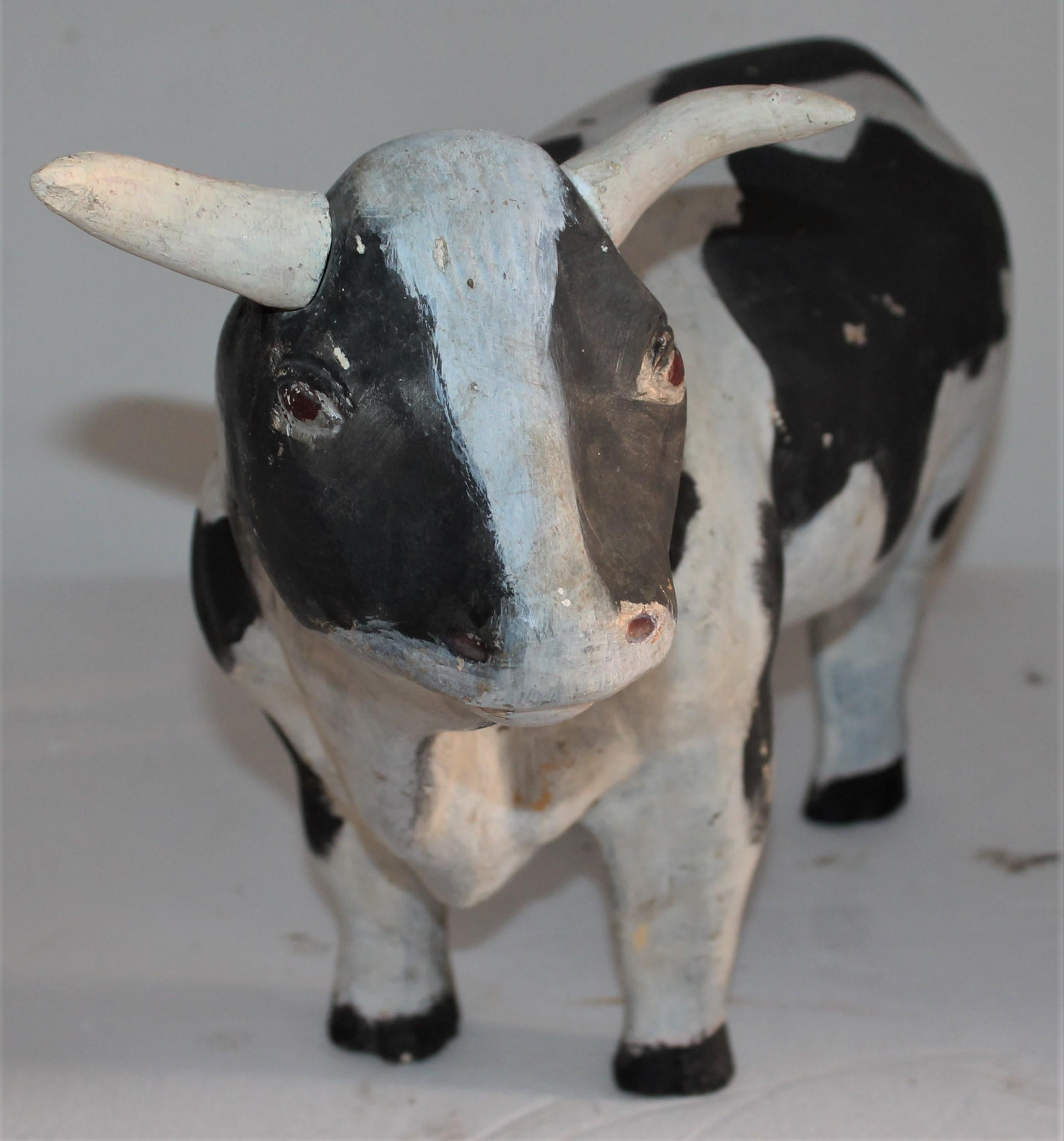 Hand-Crafted Painted Pottery  Folk Art Cow