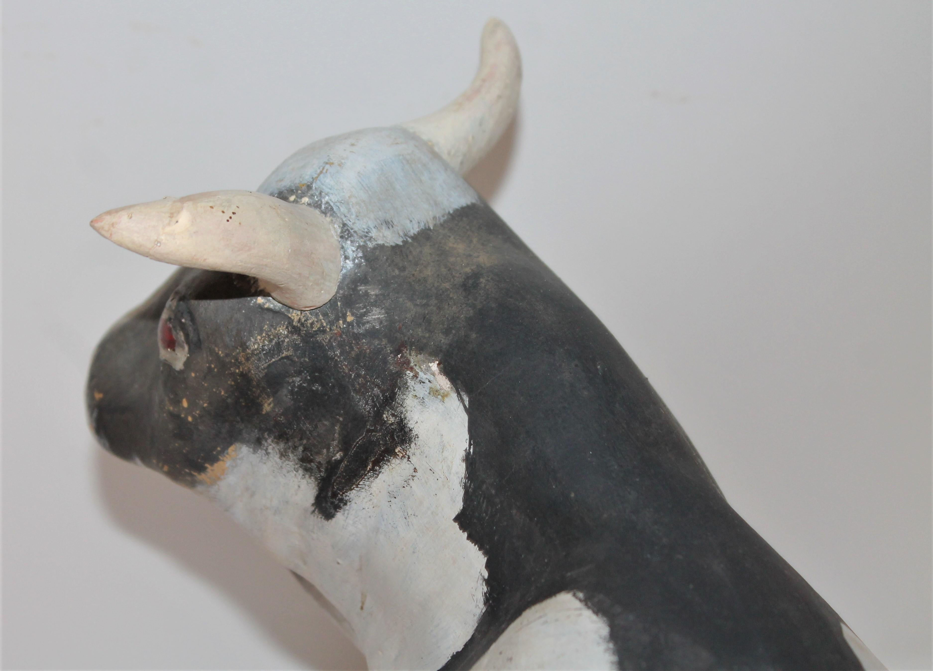 Mid-20th Century Painted Pottery  Folk Art Cow