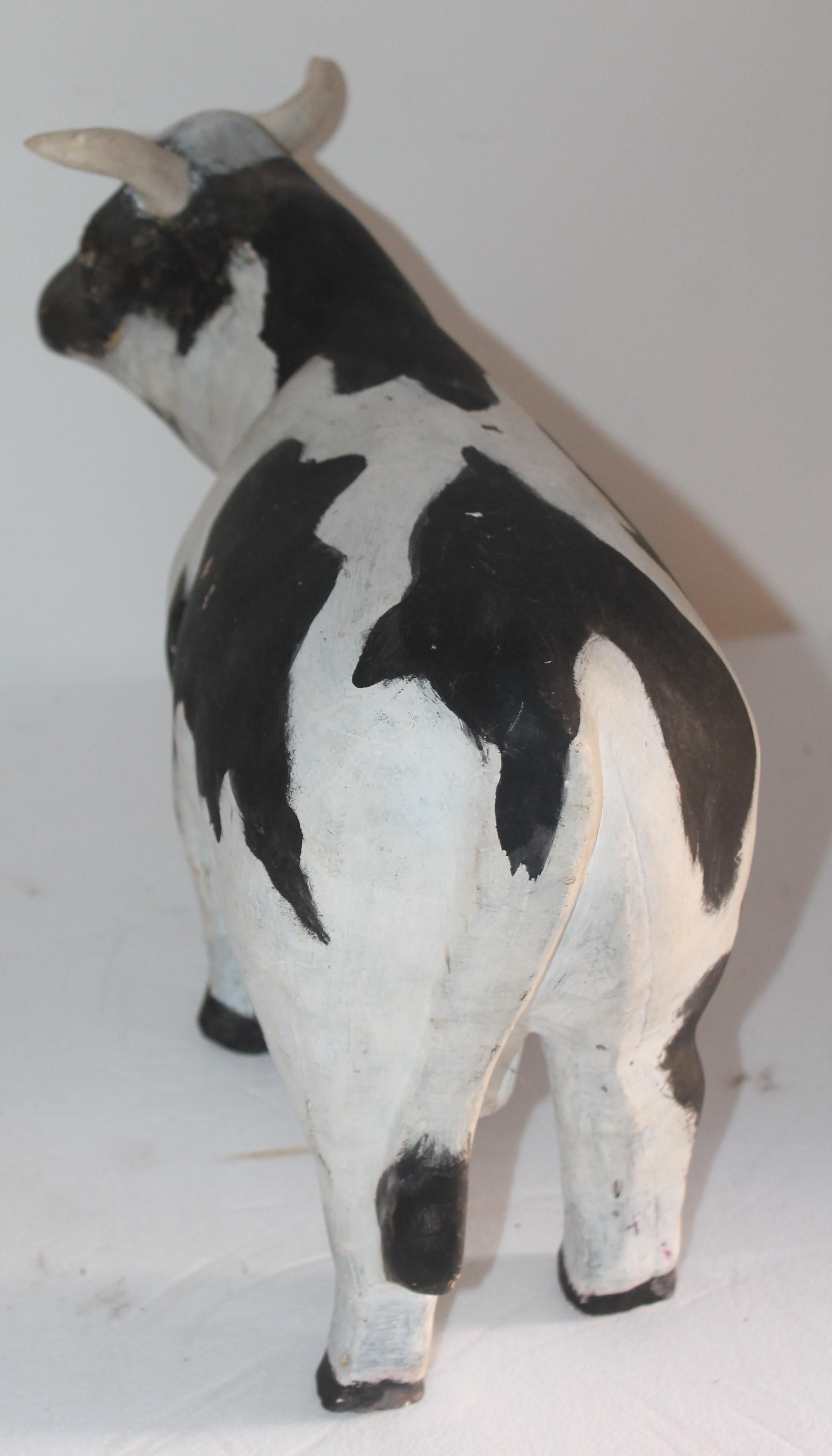 Ceramic Painted Pottery  Folk Art Cow