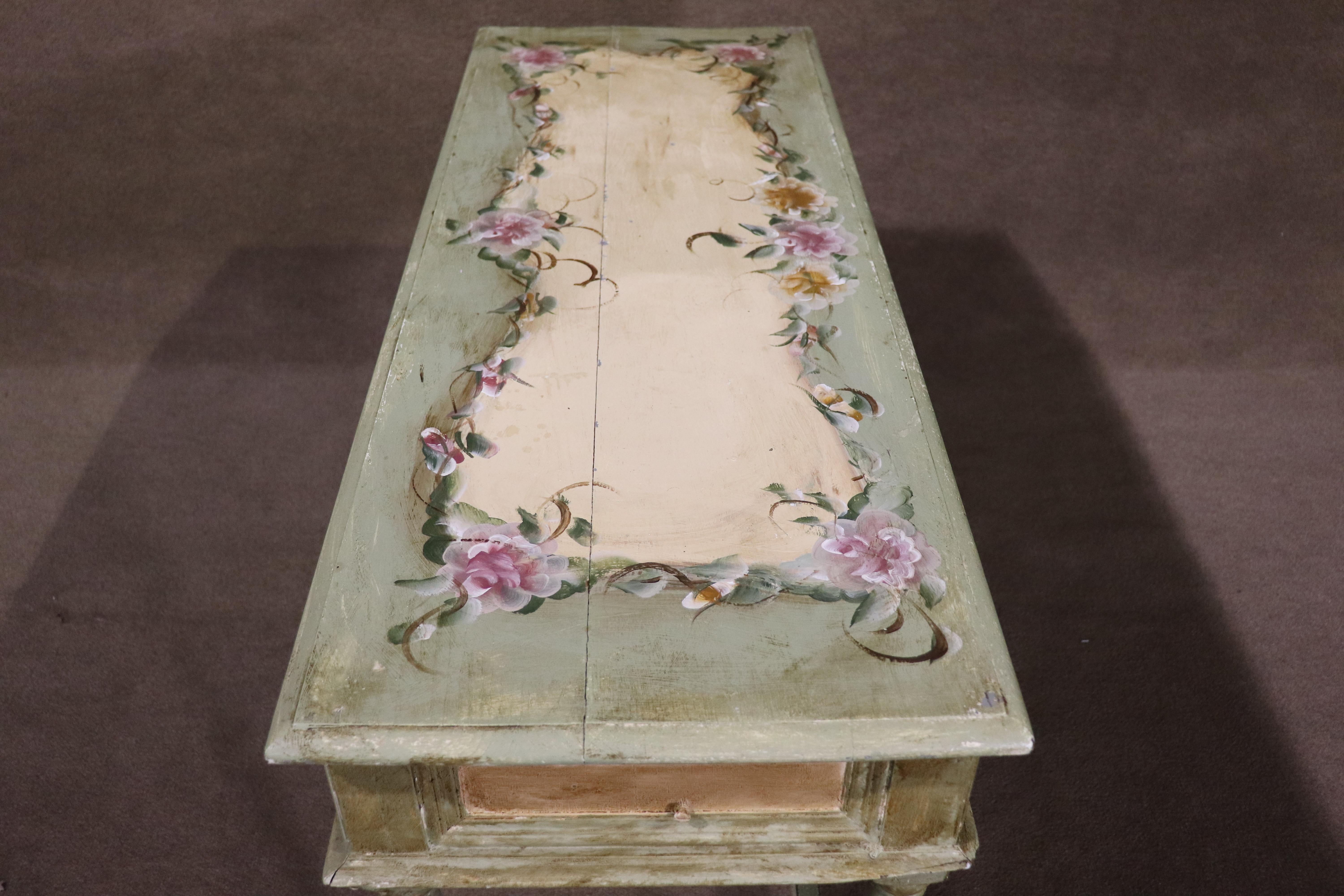 20ième siècle Table console primitive peinte en vente