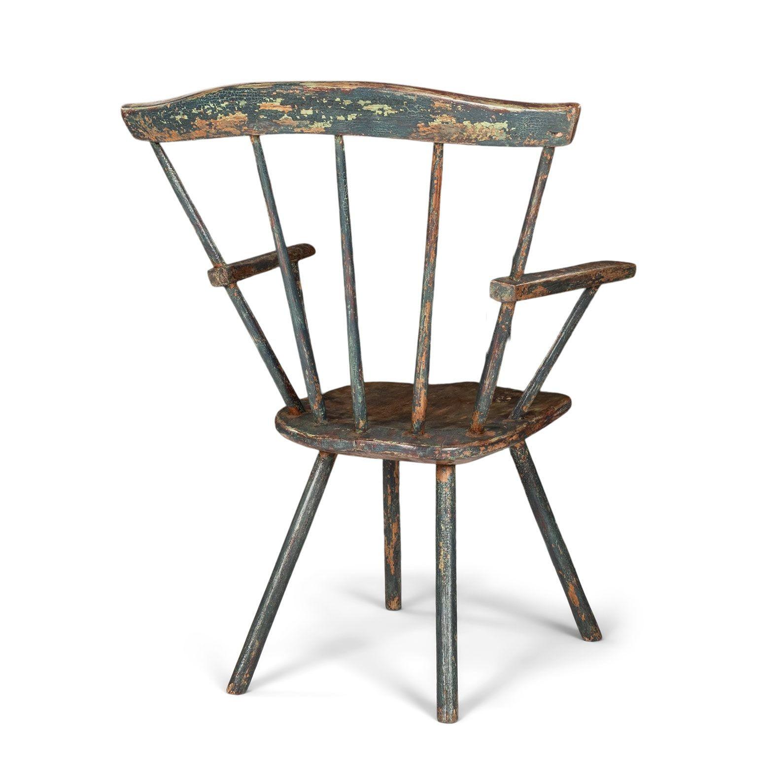 Poltrona Windsor primitiva gallese dipinta in vendita 2