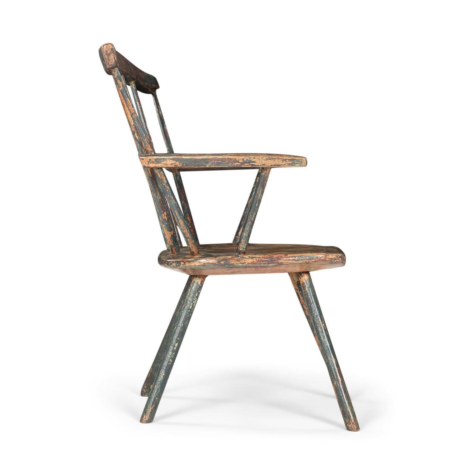 Poltrona Windsor primitiva gallese dipinta in vendita 3