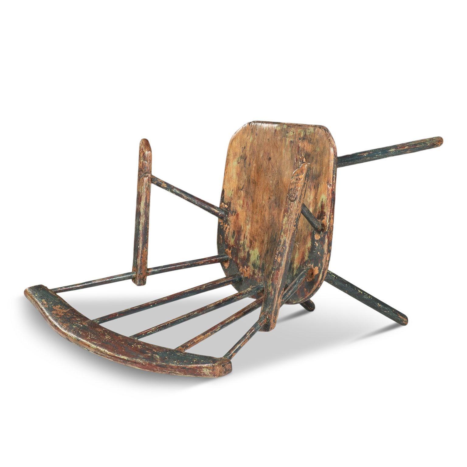 Poltrona Windsor primitiva gallese dipinta in vendita 5