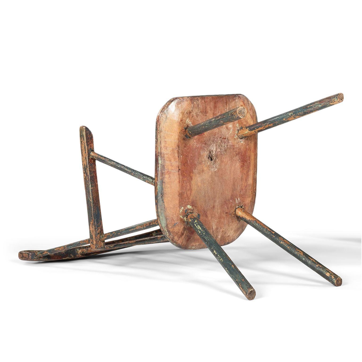 Poltrona Windsor primitiva gallese dipinta in vendita 6