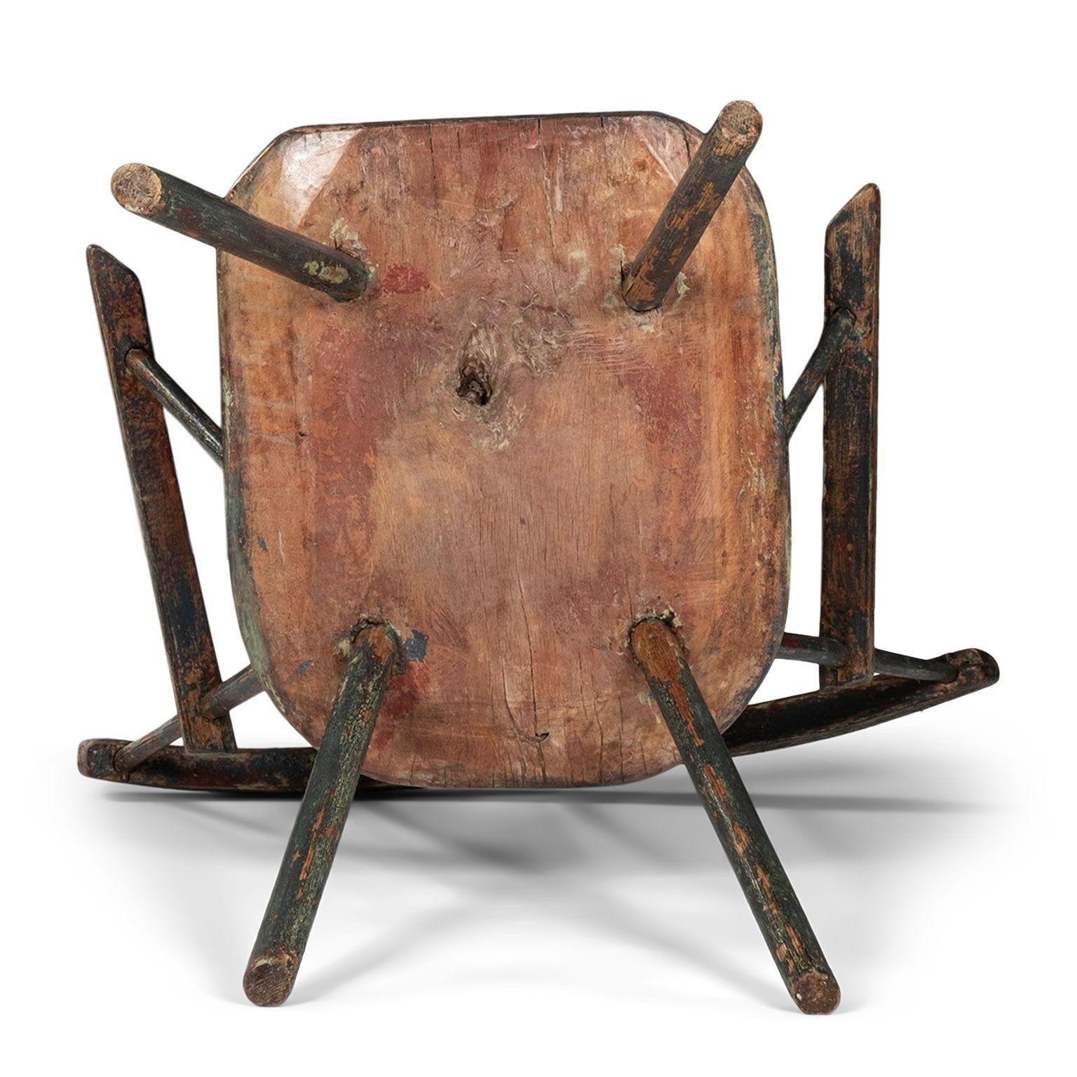 Poltrona Windsor primitiva gallese dipinta in vendita 7