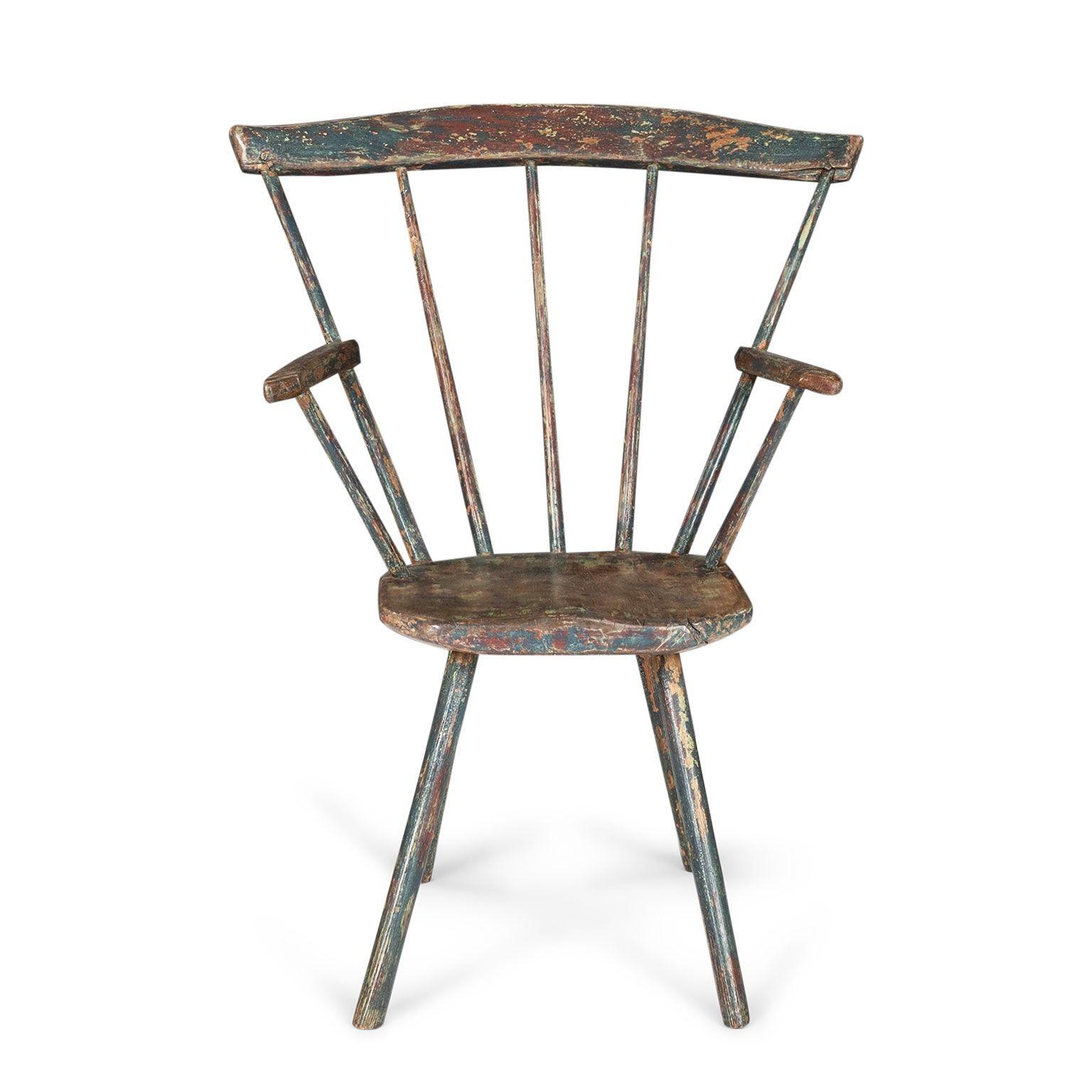 Arte popolare Poltrona Windsor primitiva gallese dipinta in vendita