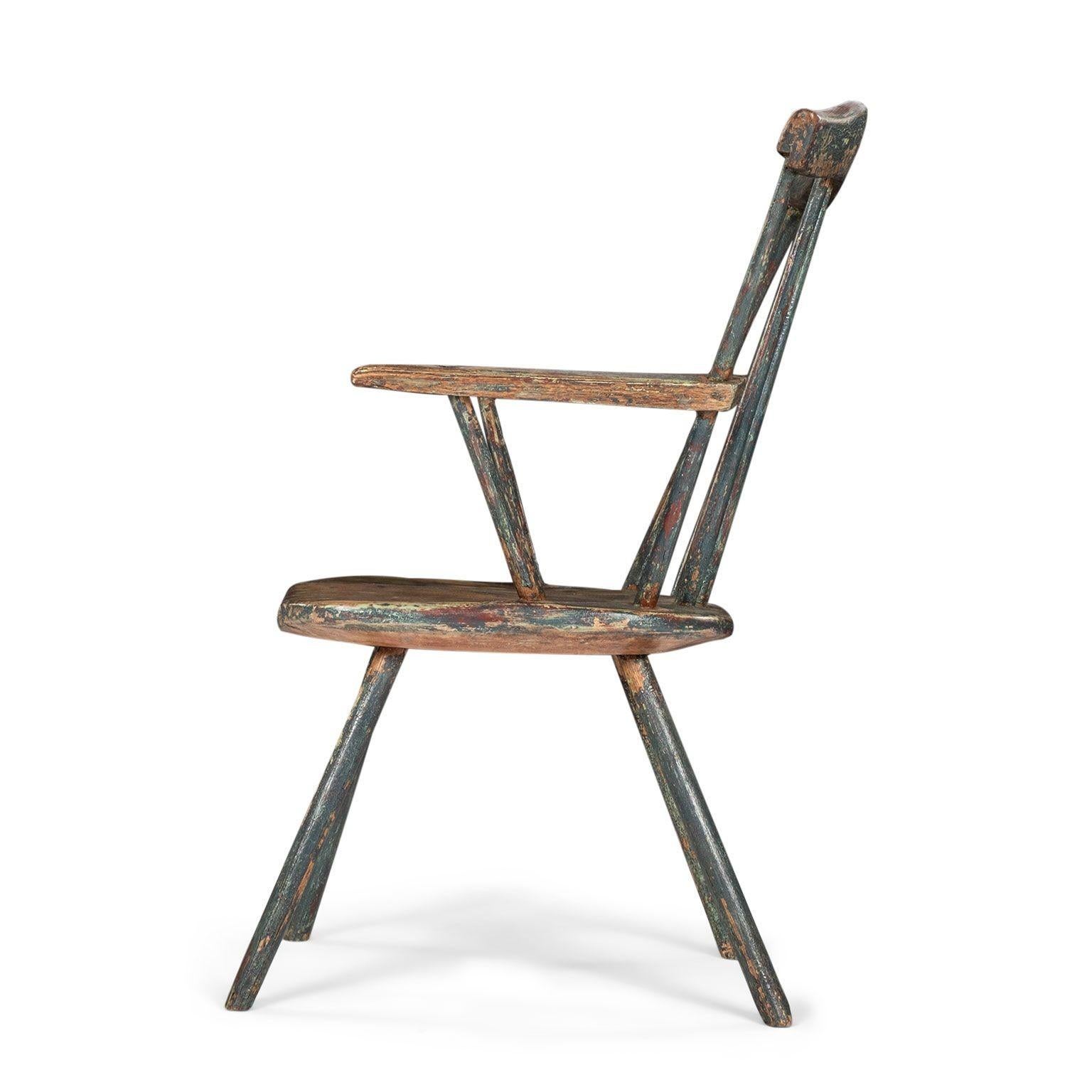 XIX secolo Poltrona Windsor primitiva gallese dipinta in vendita