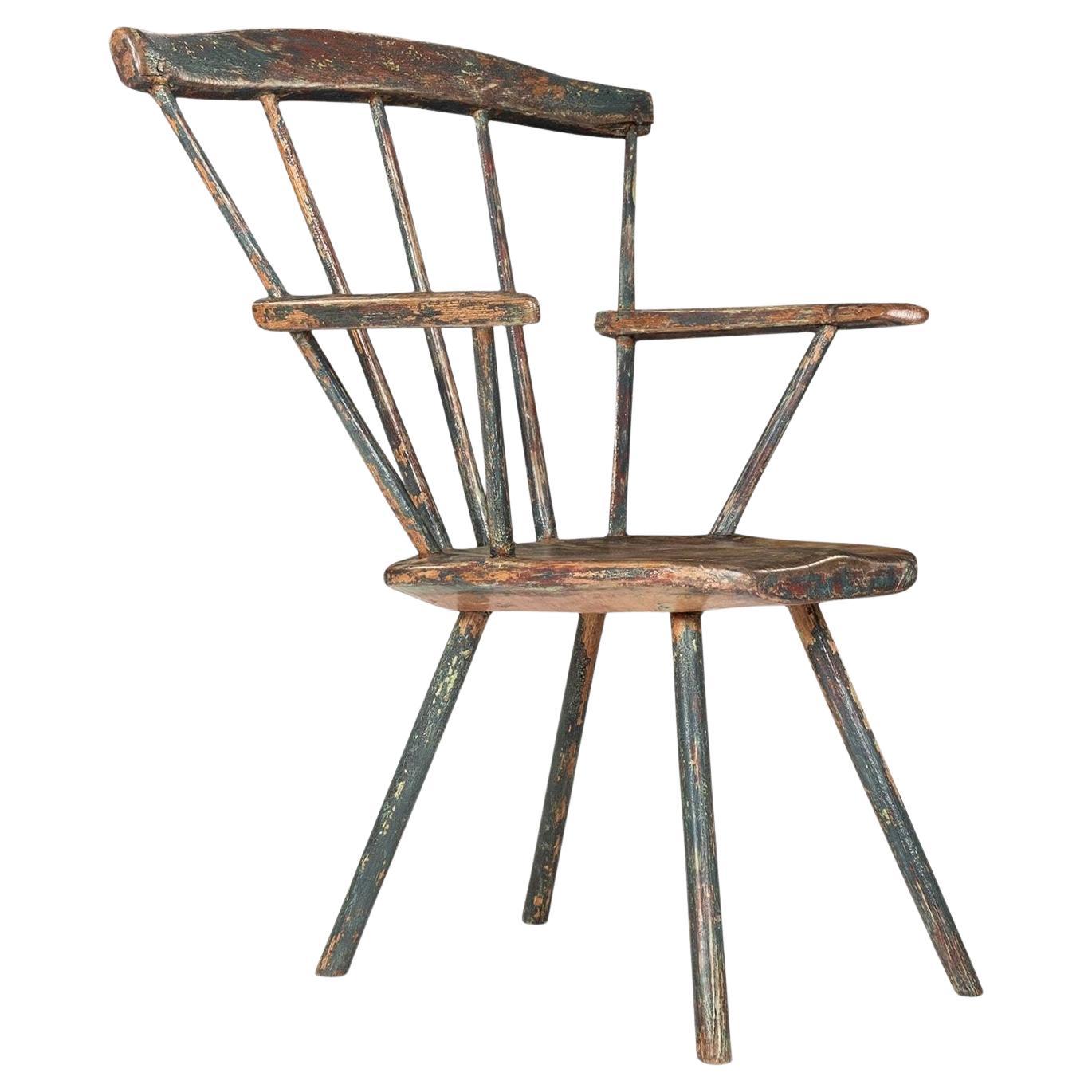 Poltrona Windsor primitiva gallese dipinta in vendita