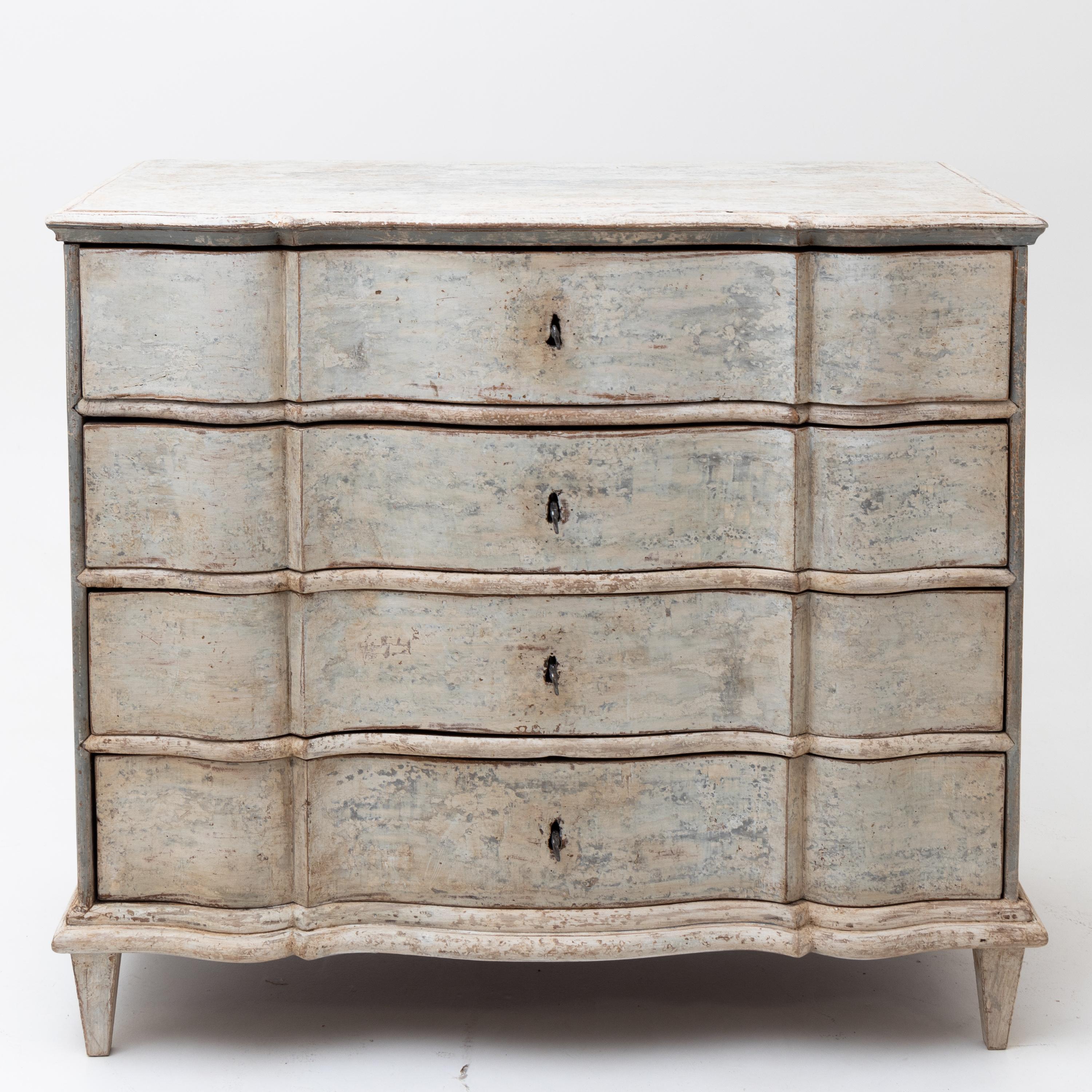 French Provincial Painted Provincial Baroque Chest of Drawers, 18th Century