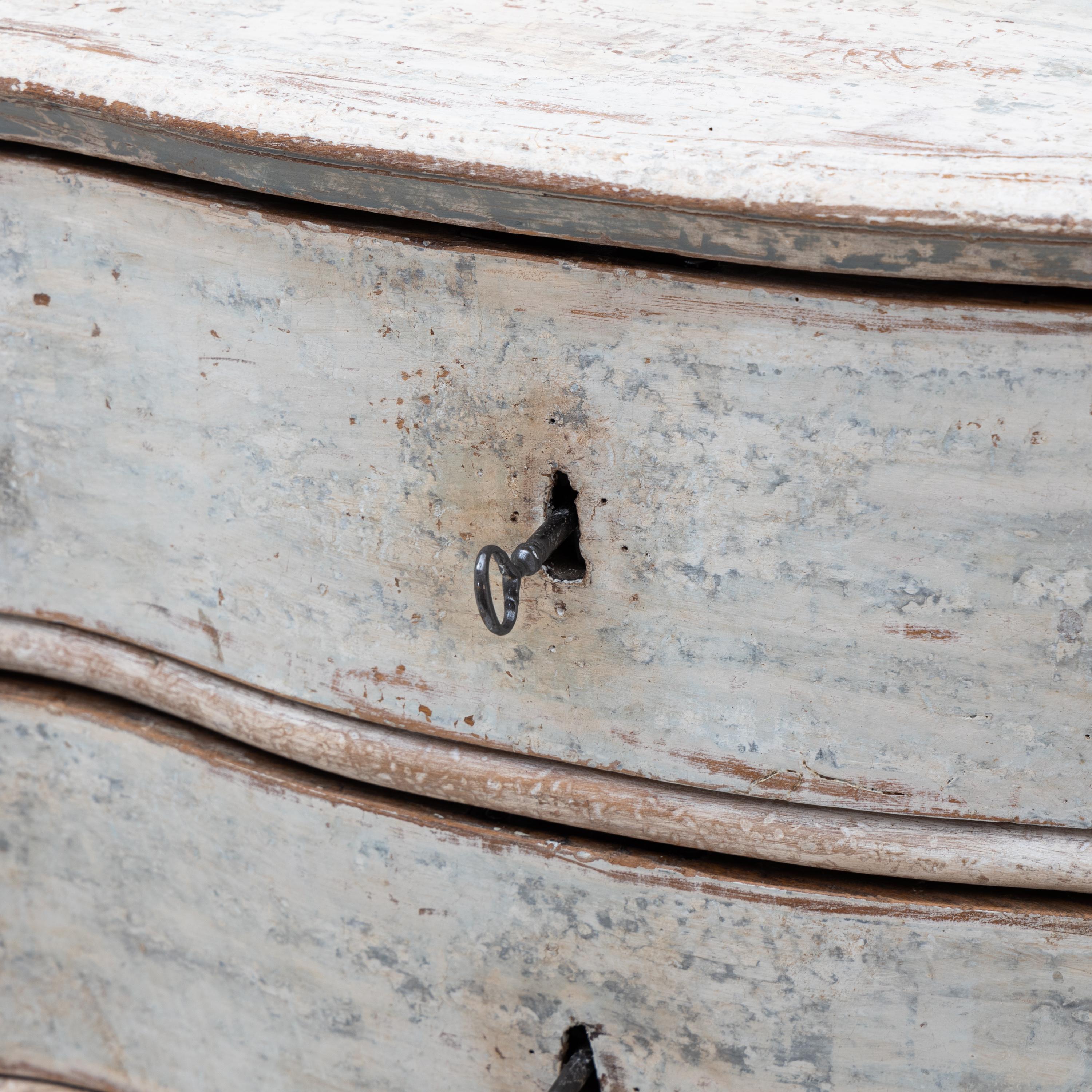 Hand-Painted Painted Provincial Baroque Chest of Drawers, 18th Century
