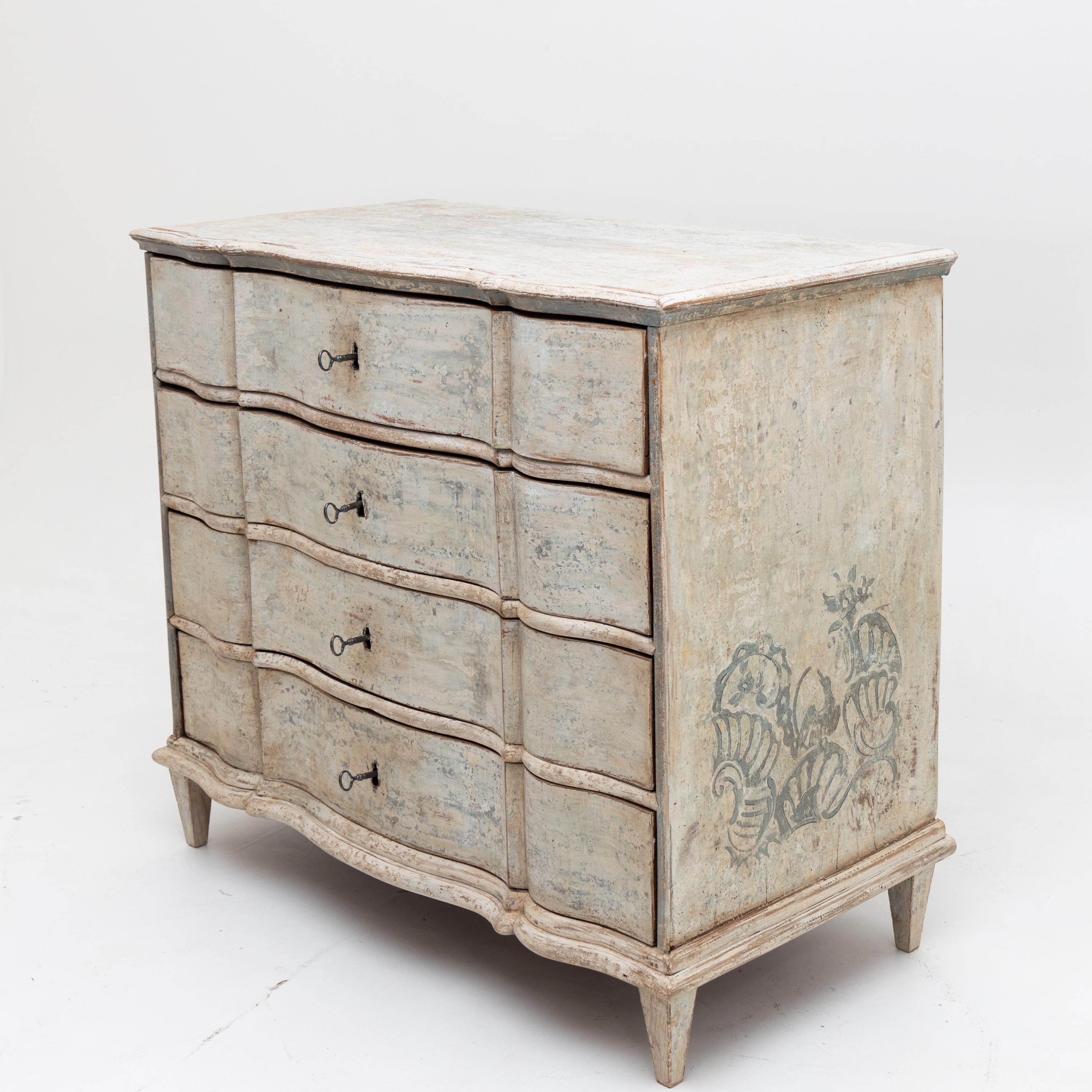 Painted Provincial Baroque Chest of Drawers, 18th Century In Good Condition In Greding, DE