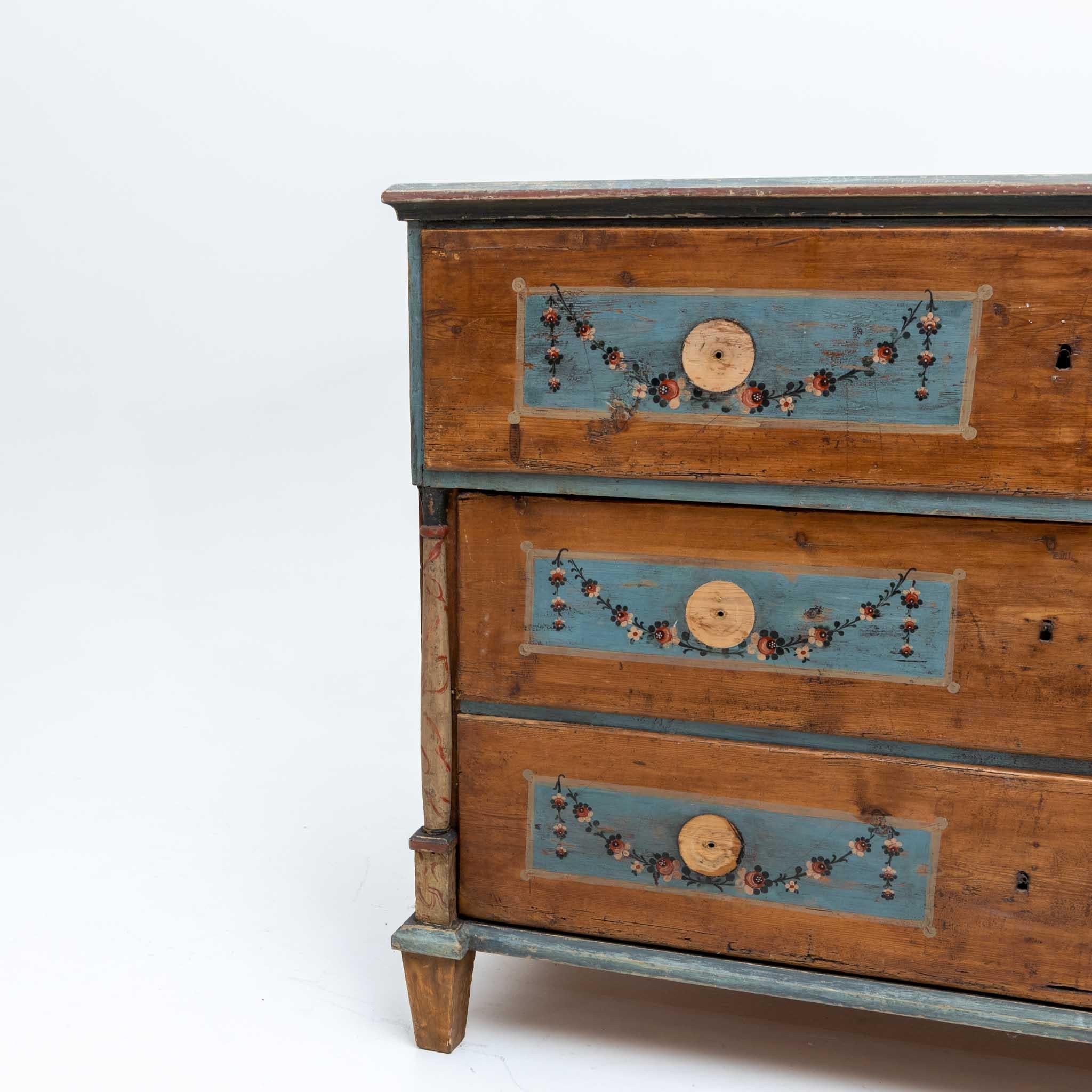 Wood Painted Provincial Chest of Drawers, 1st Half 19th Century