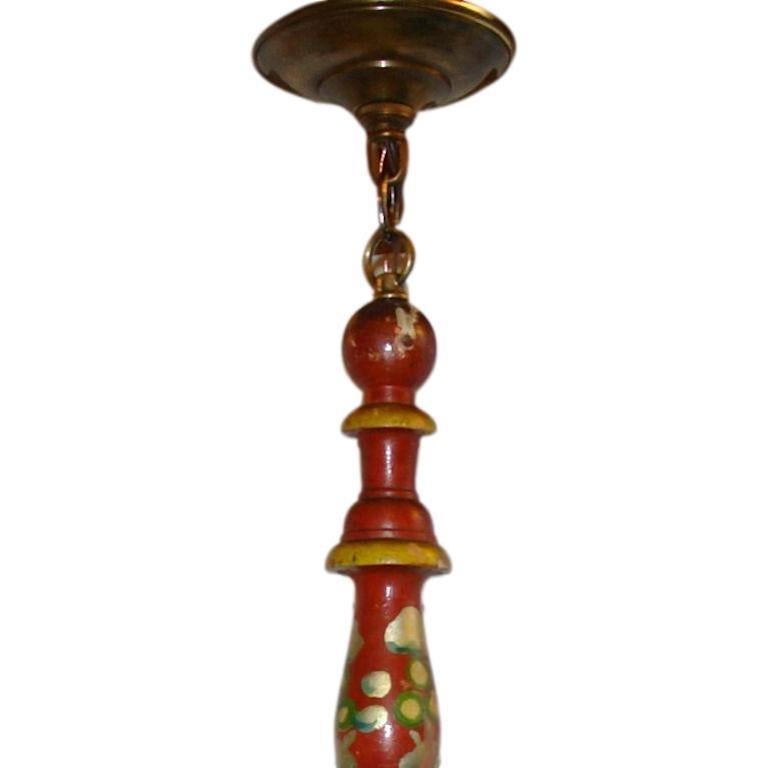 English Painted Wood Chandelier In Good Condition For Sale In New York, NY