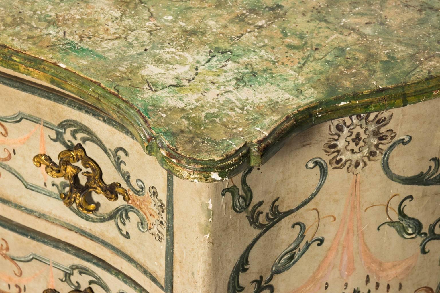 Painted Rococo Style Chest of Drawers In Good Condition In Stamford, CT