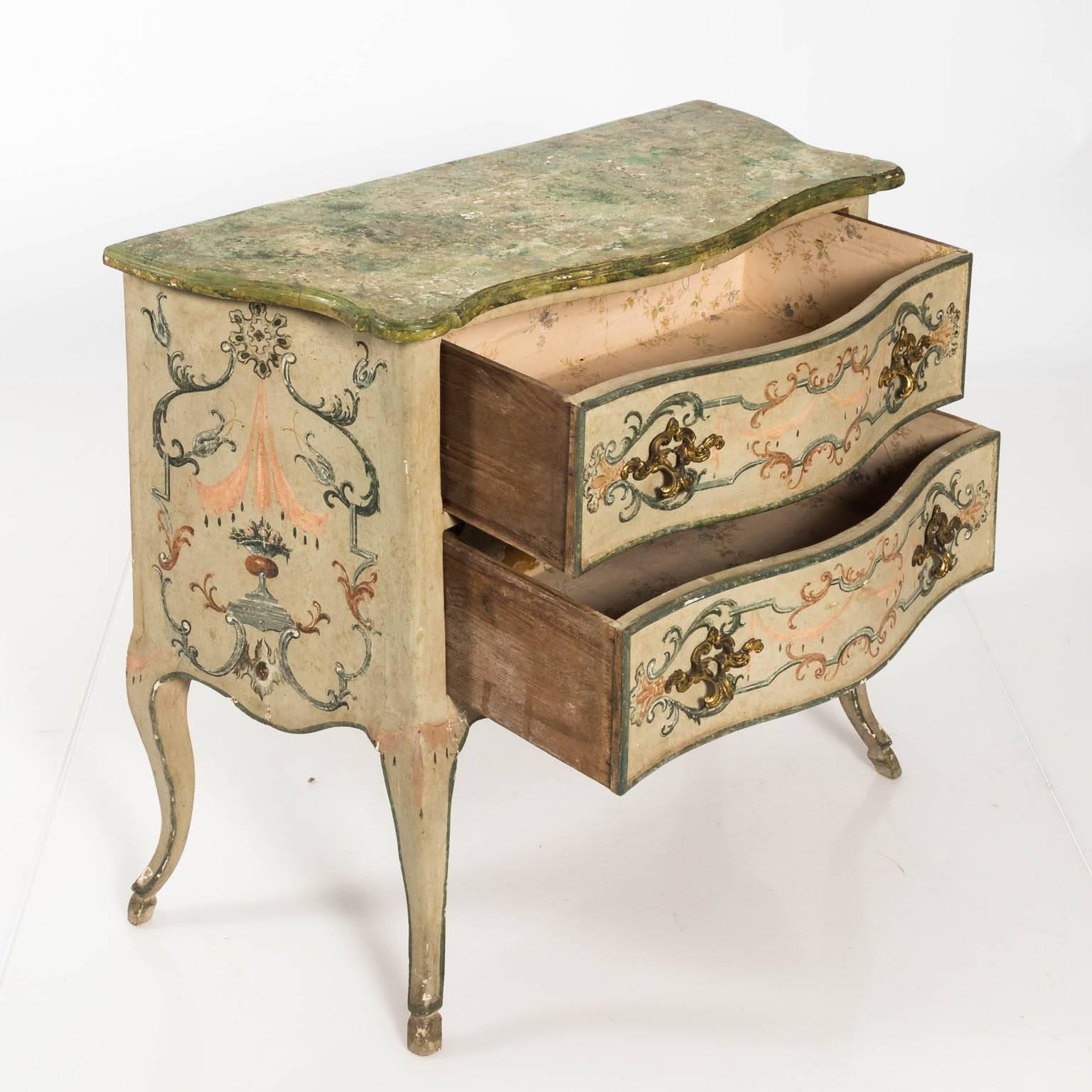 19th Century Painted Rococo Style Chest of Drawers