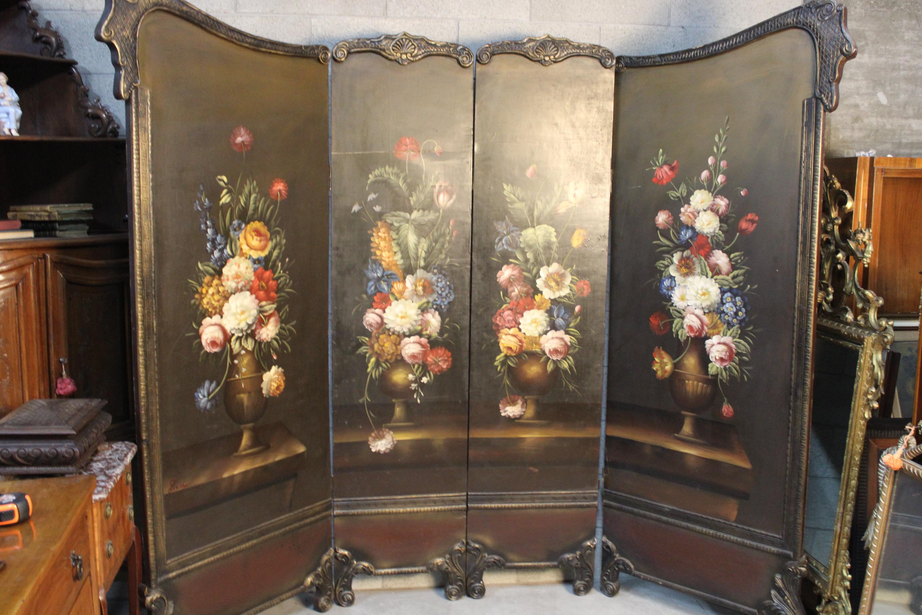 French Painted Room Divider France, Early xx. Century