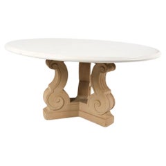 Painted Round Table With Cast Stone Tripod Base