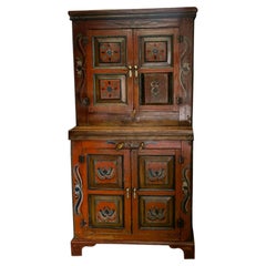 Painted Russian Stepback Cupboard