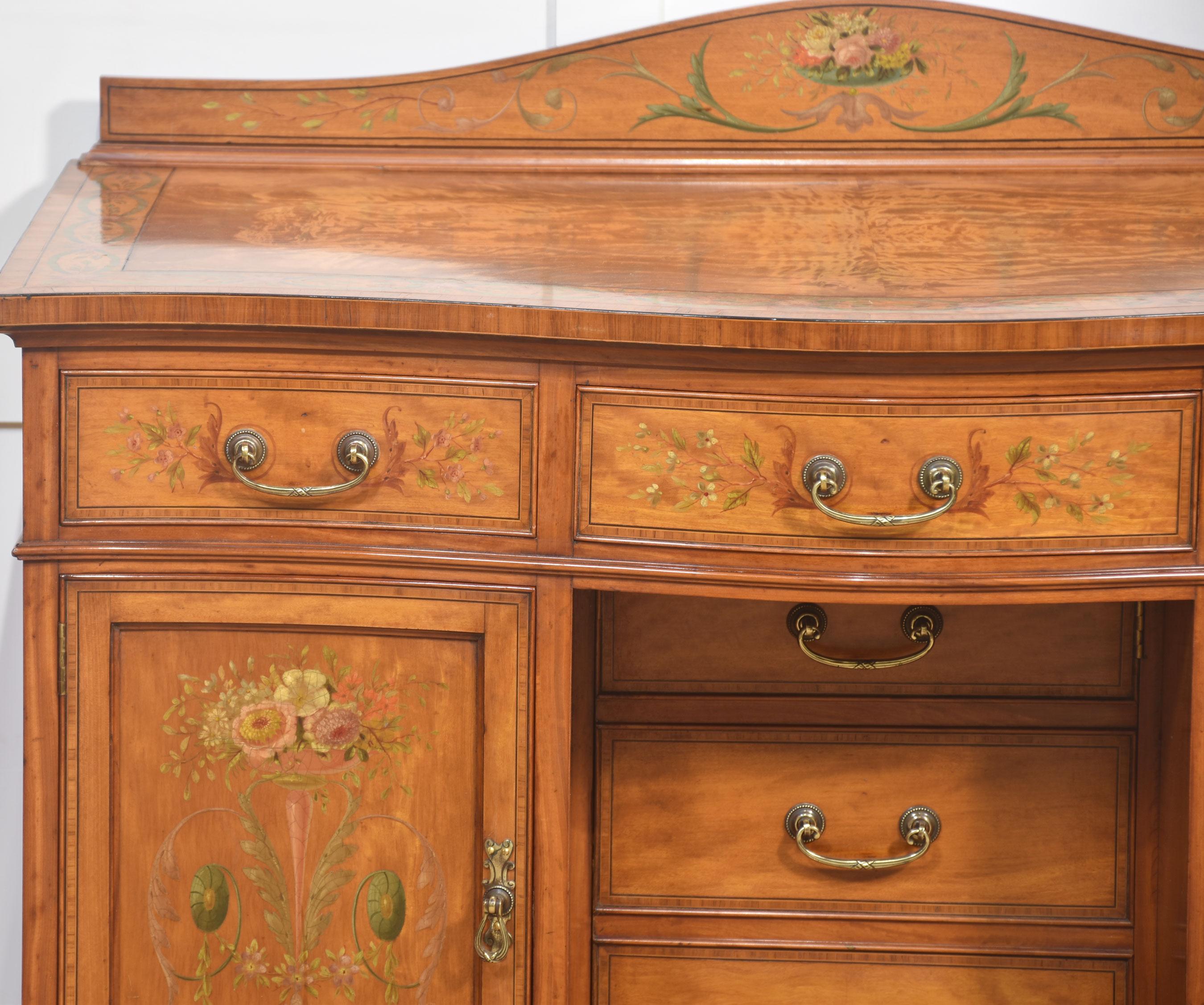British Painted Satinwood Dressing Table For Sale