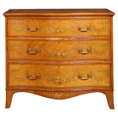 Antique Painted satinwood serpentine chest of drawers