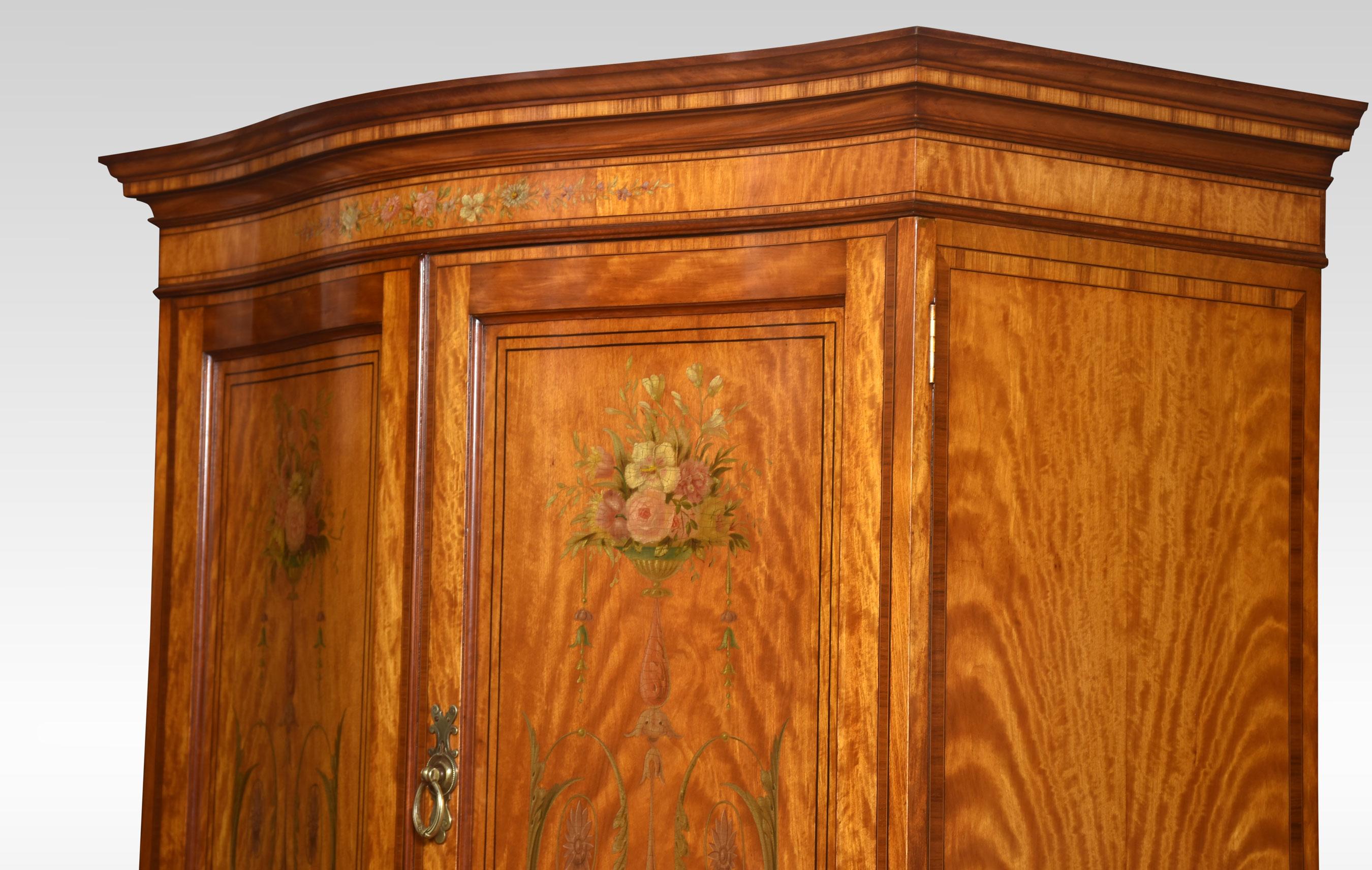 Painted satinwood serpentine two door wardrobe 4