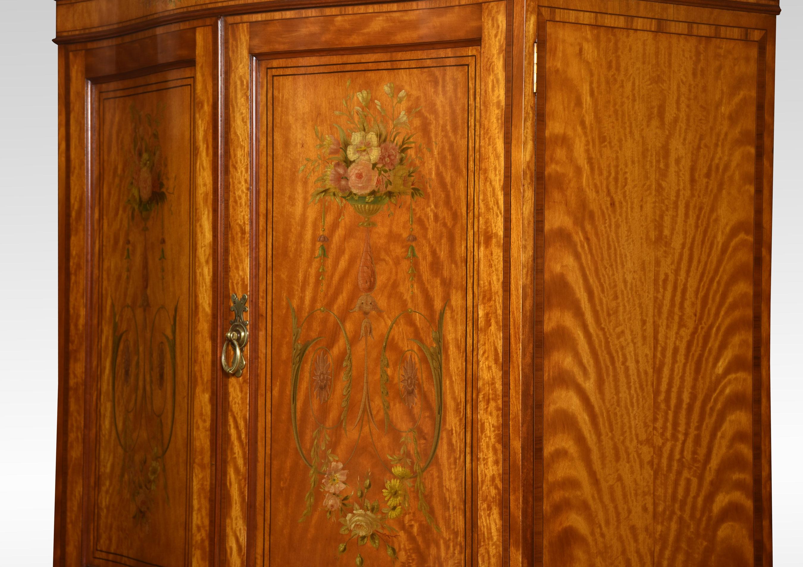 Painted satinwood serpentine two door wardrobe 5