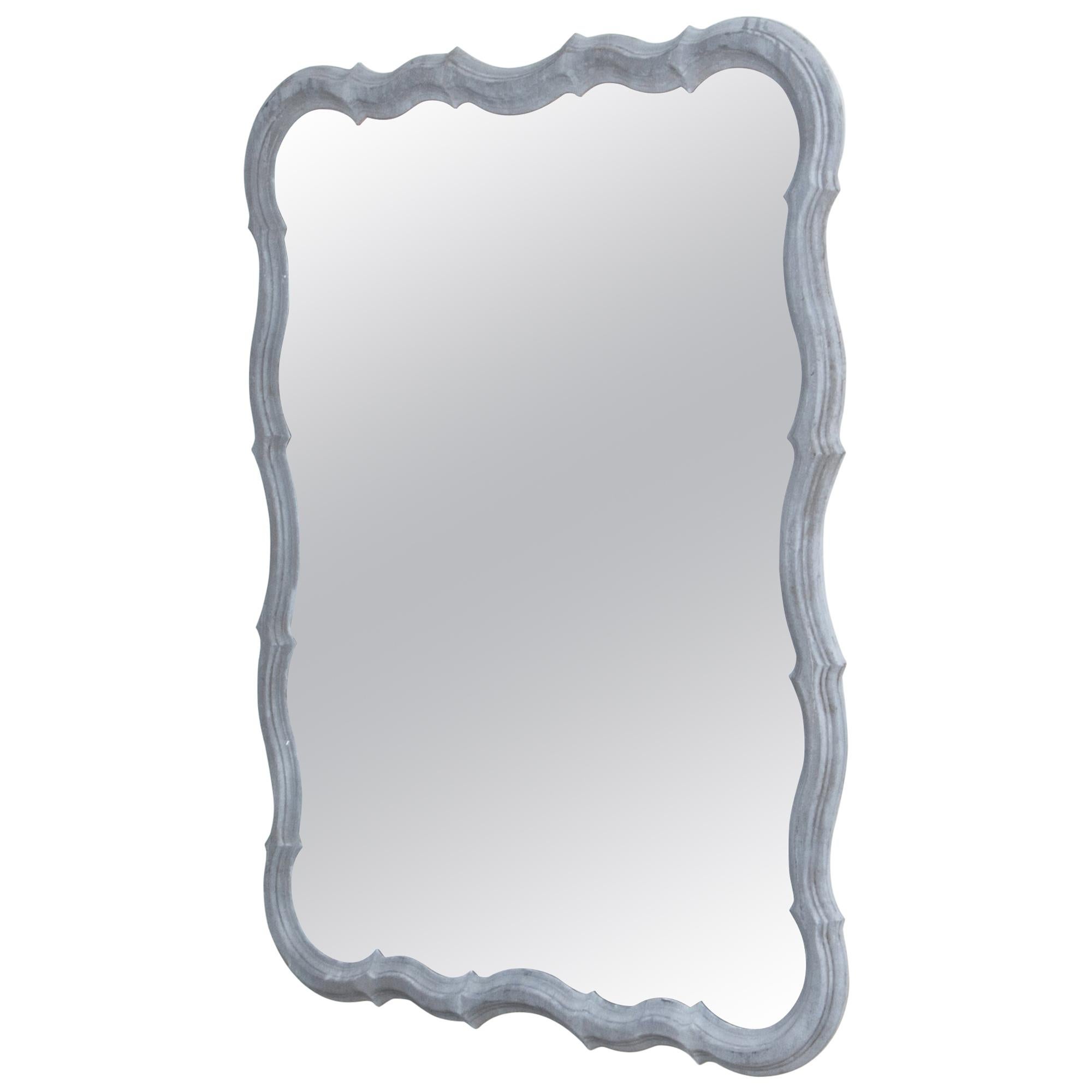 Painted Scalloped Wooden Wall Mirror Prototype at 1stDibs