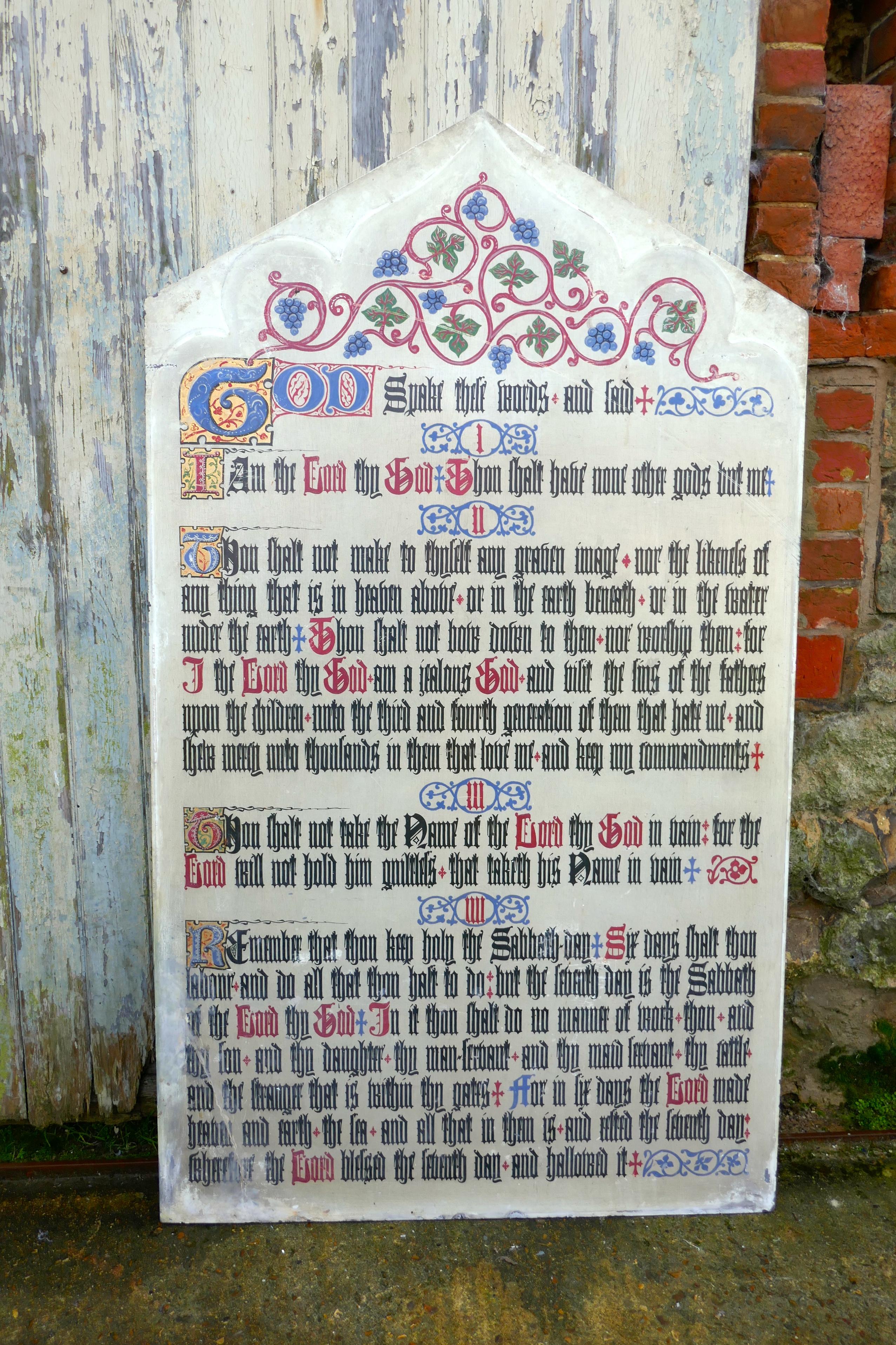 Painted  Scripture of the Commandments on a Slate Church Wall Panel  For Sale 4