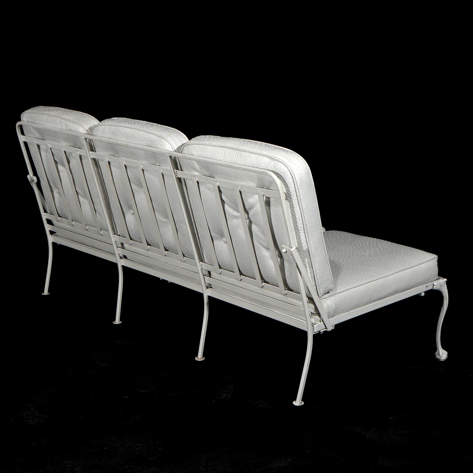 Painted & Scrolled Wrought Iron Sofa, Two Chairs & Two Ottomans 20th C For Sale 4