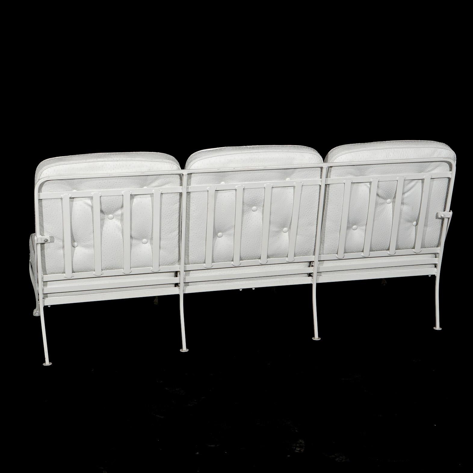 Painted & Scrolled Wrought Iron Sofa, Two Chairs & Two Ottomans 20th C For Sale 5