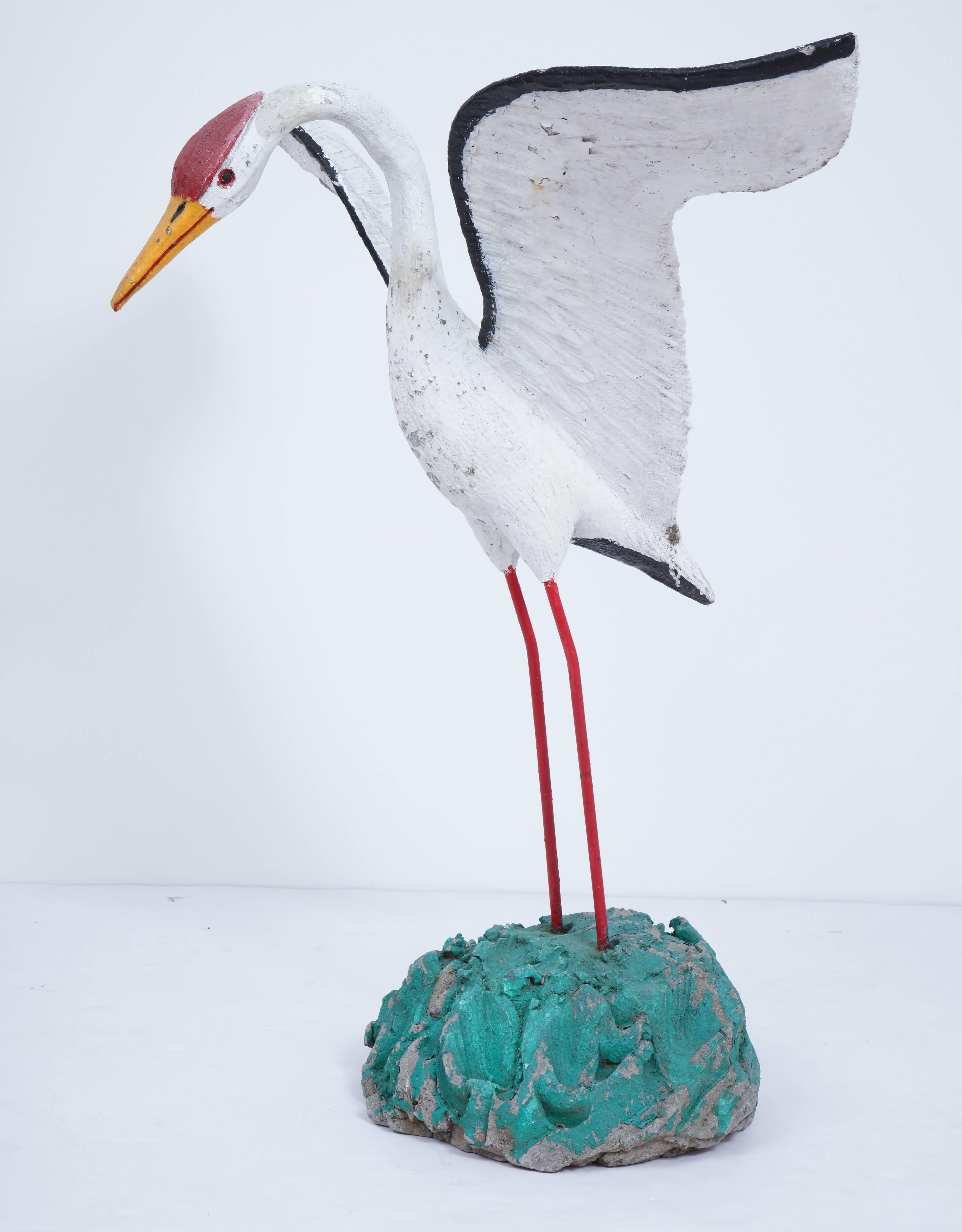 20th Century Painted Seagull Sculpture with Large Wingspan For Sale